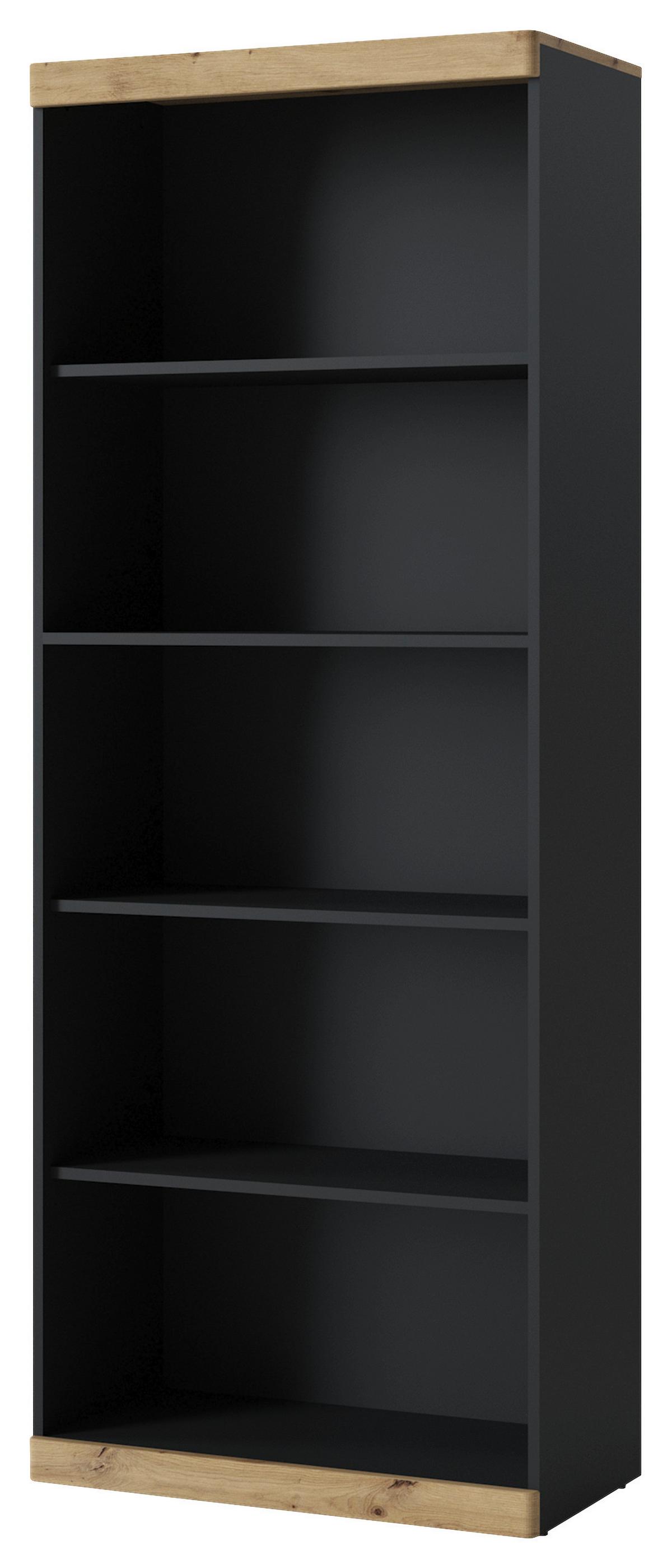 Regal Turino, Antracit, Barva Hrasta - antracit/hrast artisan, Trend, leseni material (75,8/196,5/39,9cm)