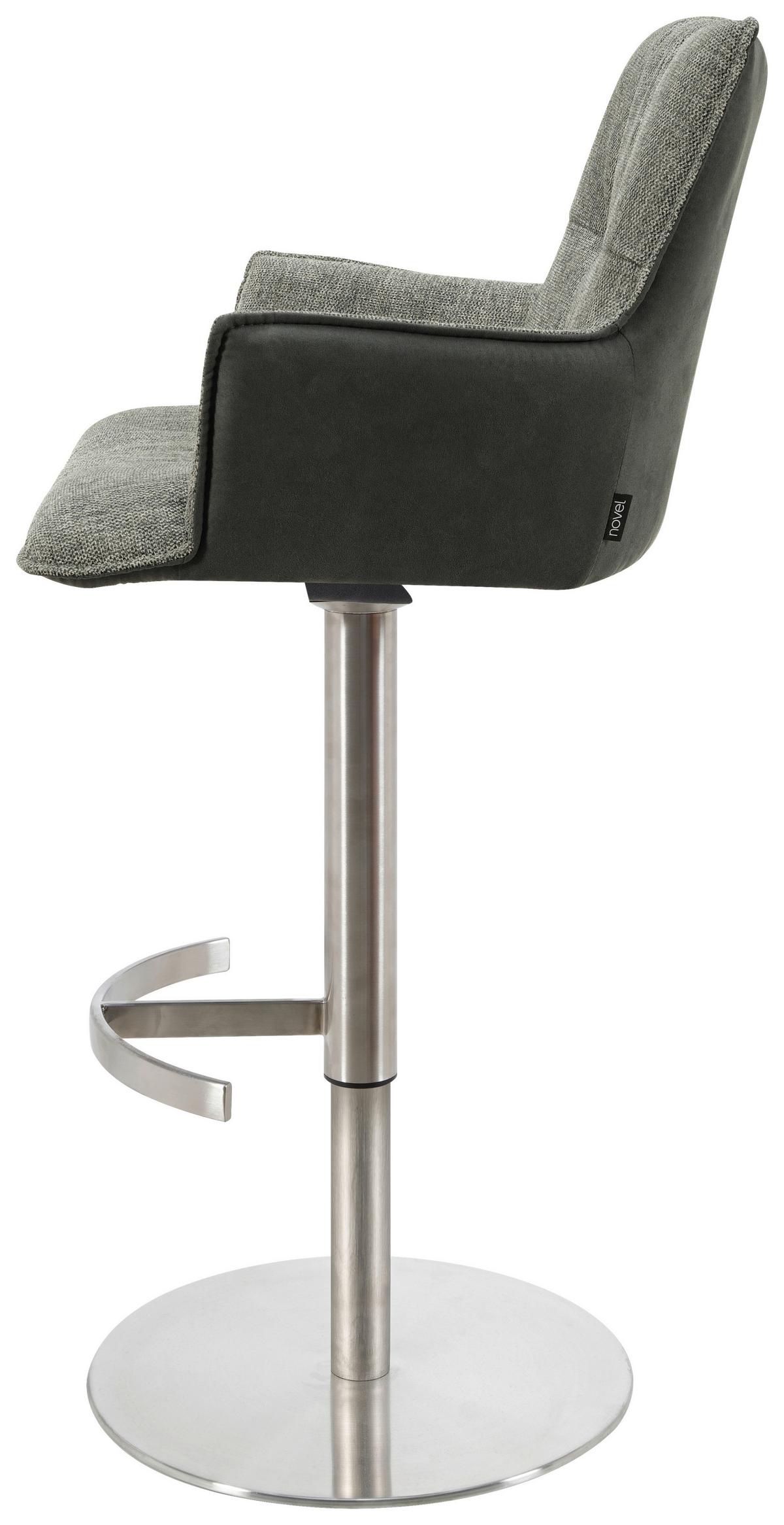 STOŁEK BAROWY OSAKA 2.0 - kolor stalowy/czarny, Design, metal/tkanina (56/100/56cm) - Novel