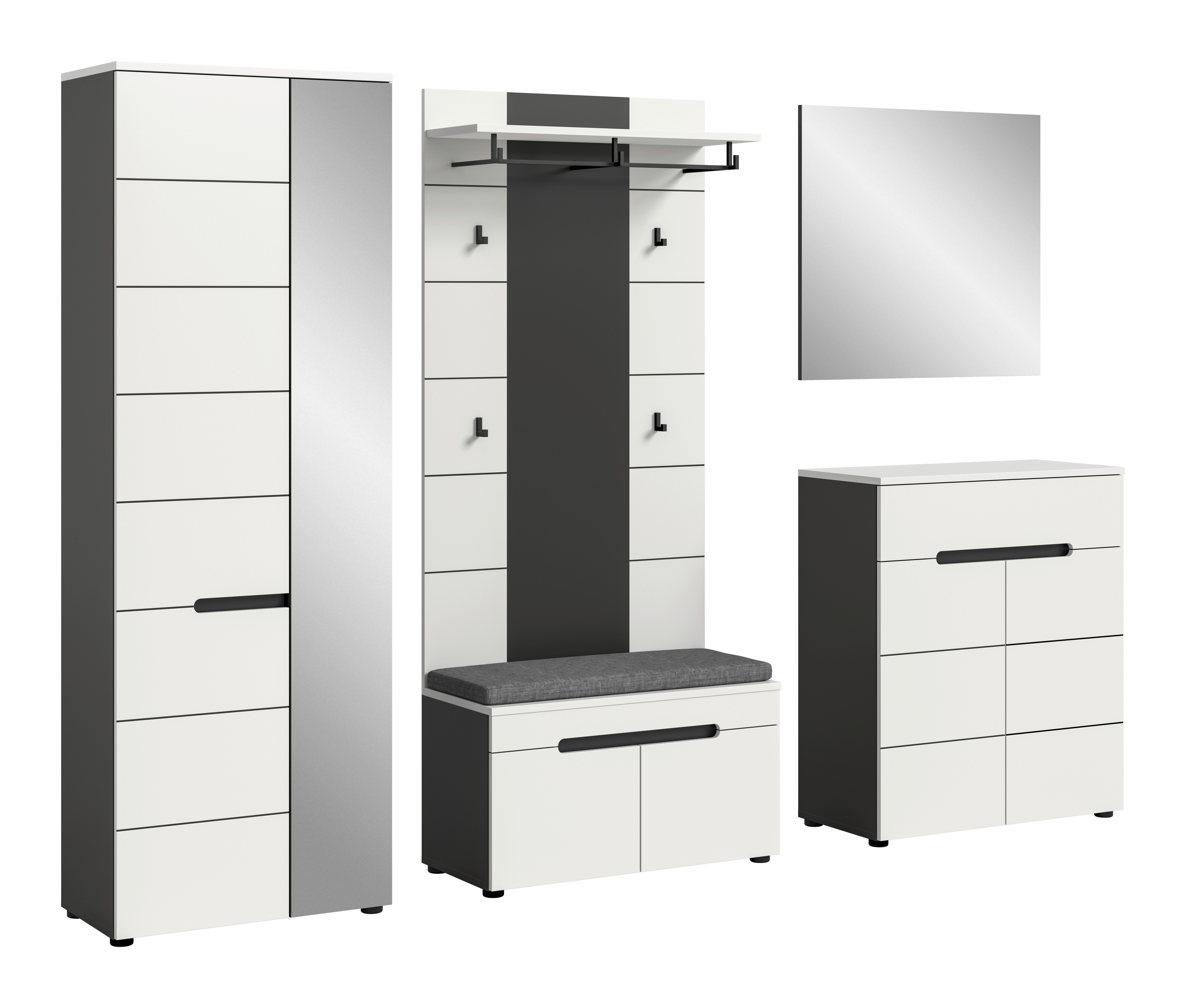 Predsoba Canu, Bela, Siva, Z Blazino, 6-Delna - bela, Design, leseni material (255/190/37cm) - Livetastic