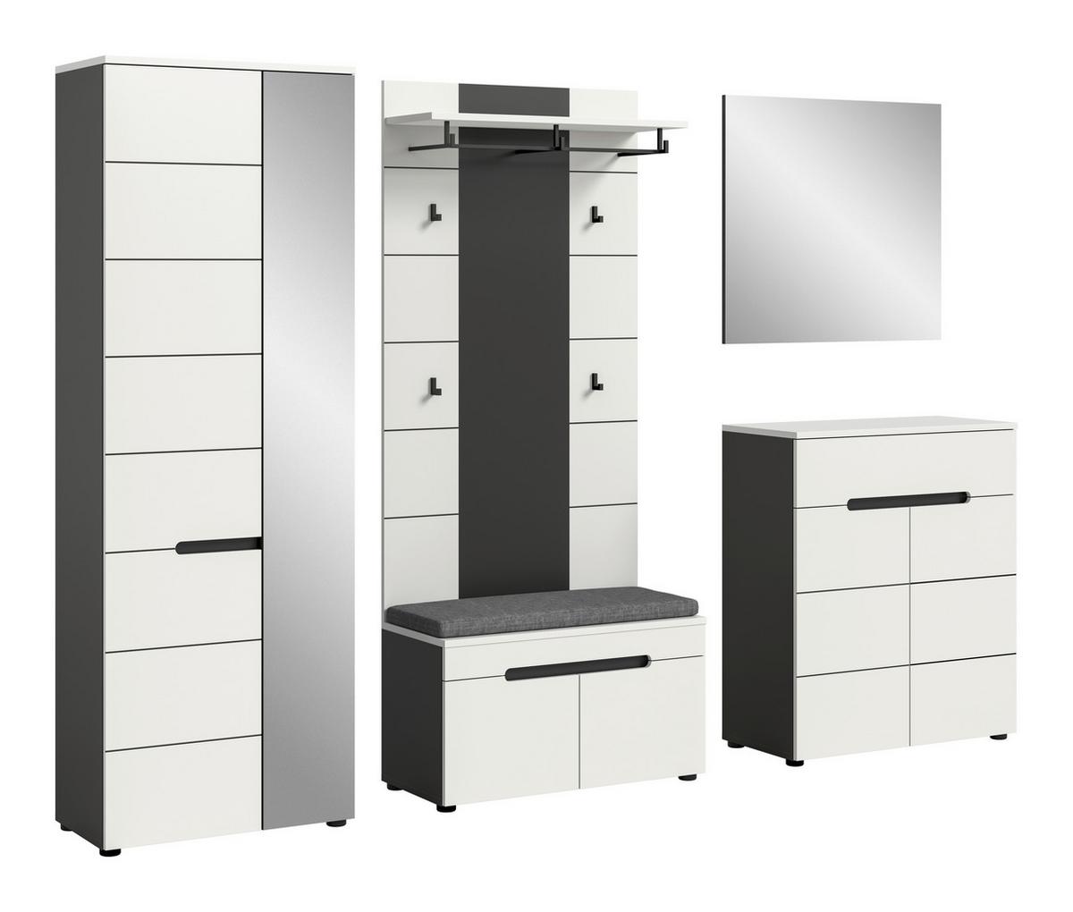 Predsoba Canu, Bela, Siva, Z Blazino, 6-Delna - bela, Design, leseni material (255/190/37cm) - Livetastic