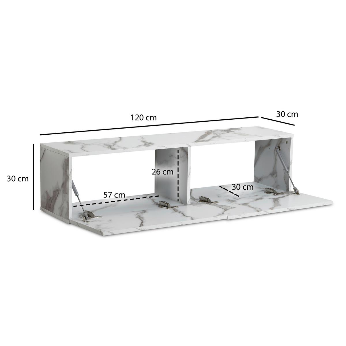 Nizka Omarica Marble, Videz Marmorja - bela, Design, leseni material (120/30/30cm) - MID.YOU