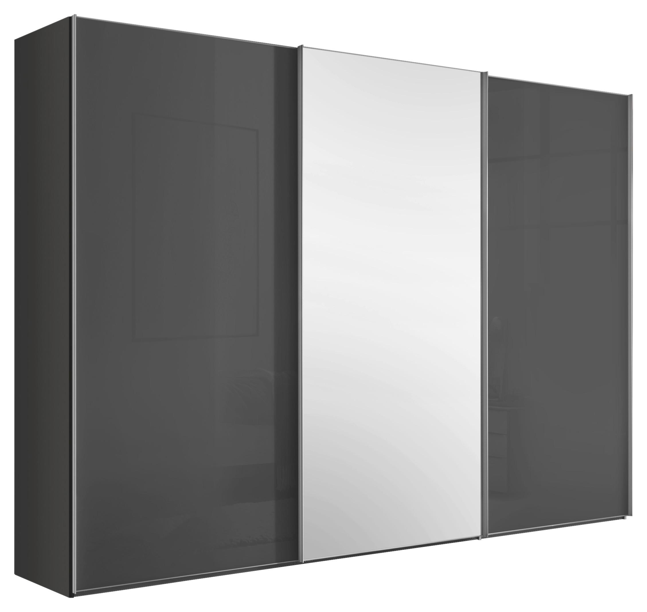 Schwebetürenschrank Lumos Schwarz - Alufarben/Schwarz, Konventionell, Glas/Holzwerkstoff (249/222/68cm) - Premium Living