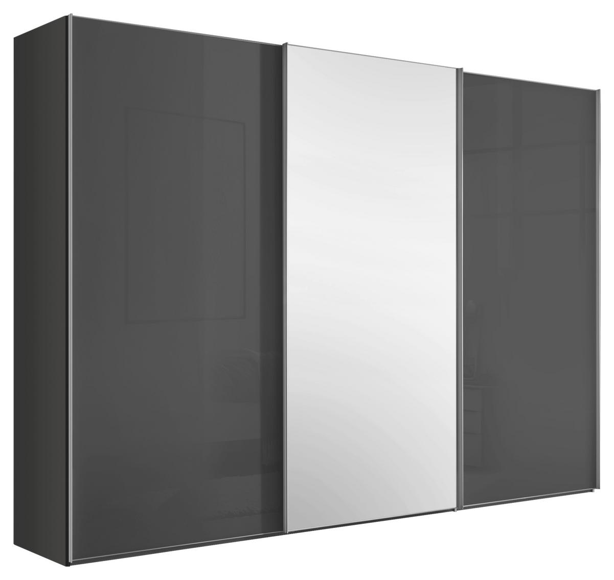 Schwebetürenschrank Lumos Schwarz - Alufarben/Schwarz, Konventionell, Glas/Holzwerkstoff (249/222/68cm) - Premium Living