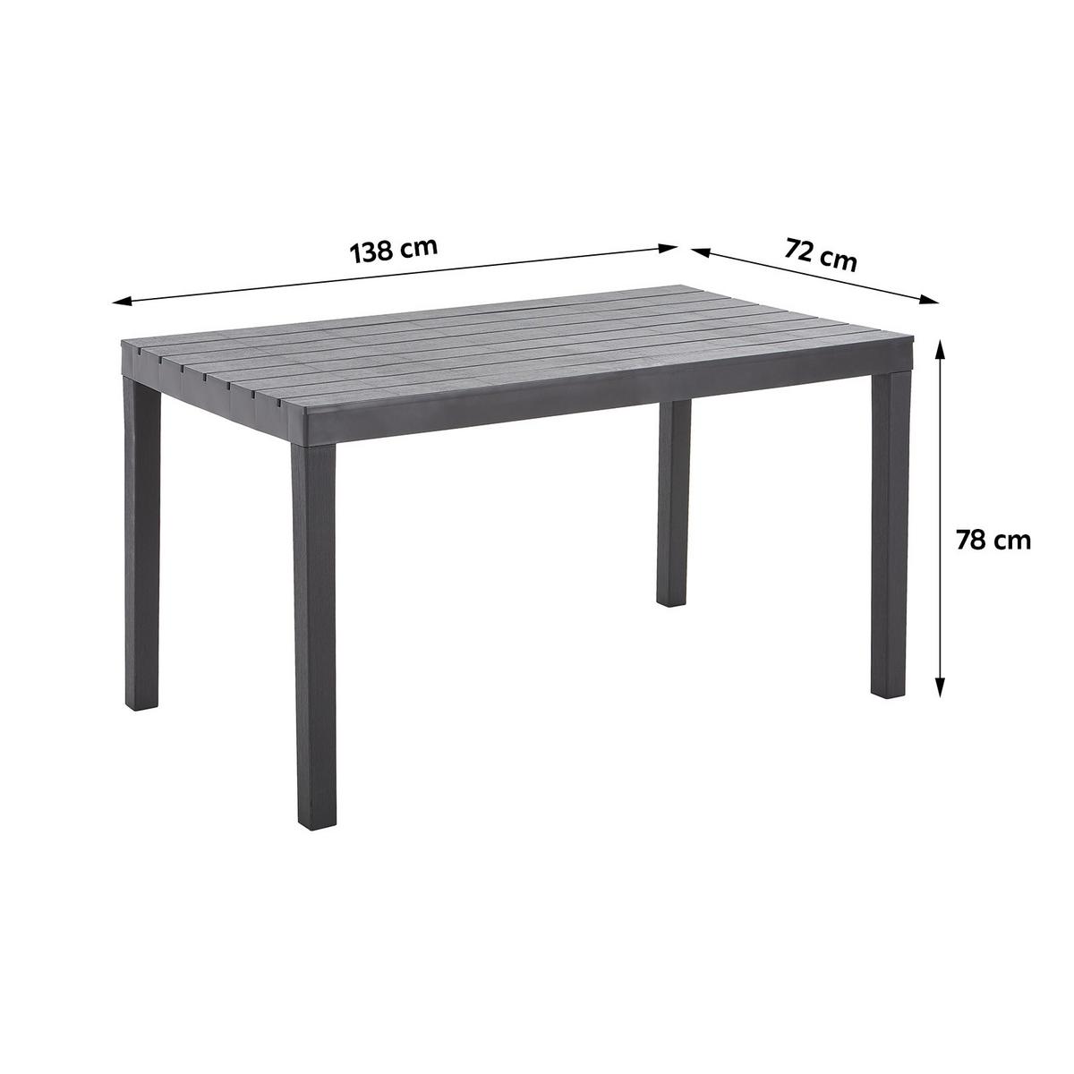 STÓŁ OGRODOWY MALTA - antracytowy, Modern, tworzywo sztuczne (138/72/78cm) - Ambia Garden