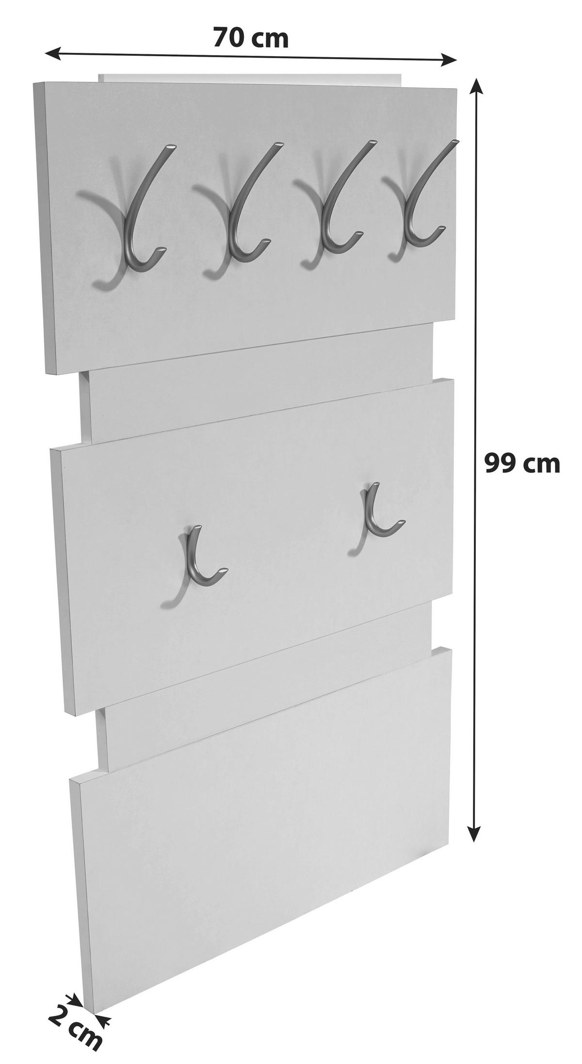 Panou cuier Moya - alb/culoare lemn stejar, Modern, plastic/material pe bază de lemn (70/99/2cm) - Modern Living