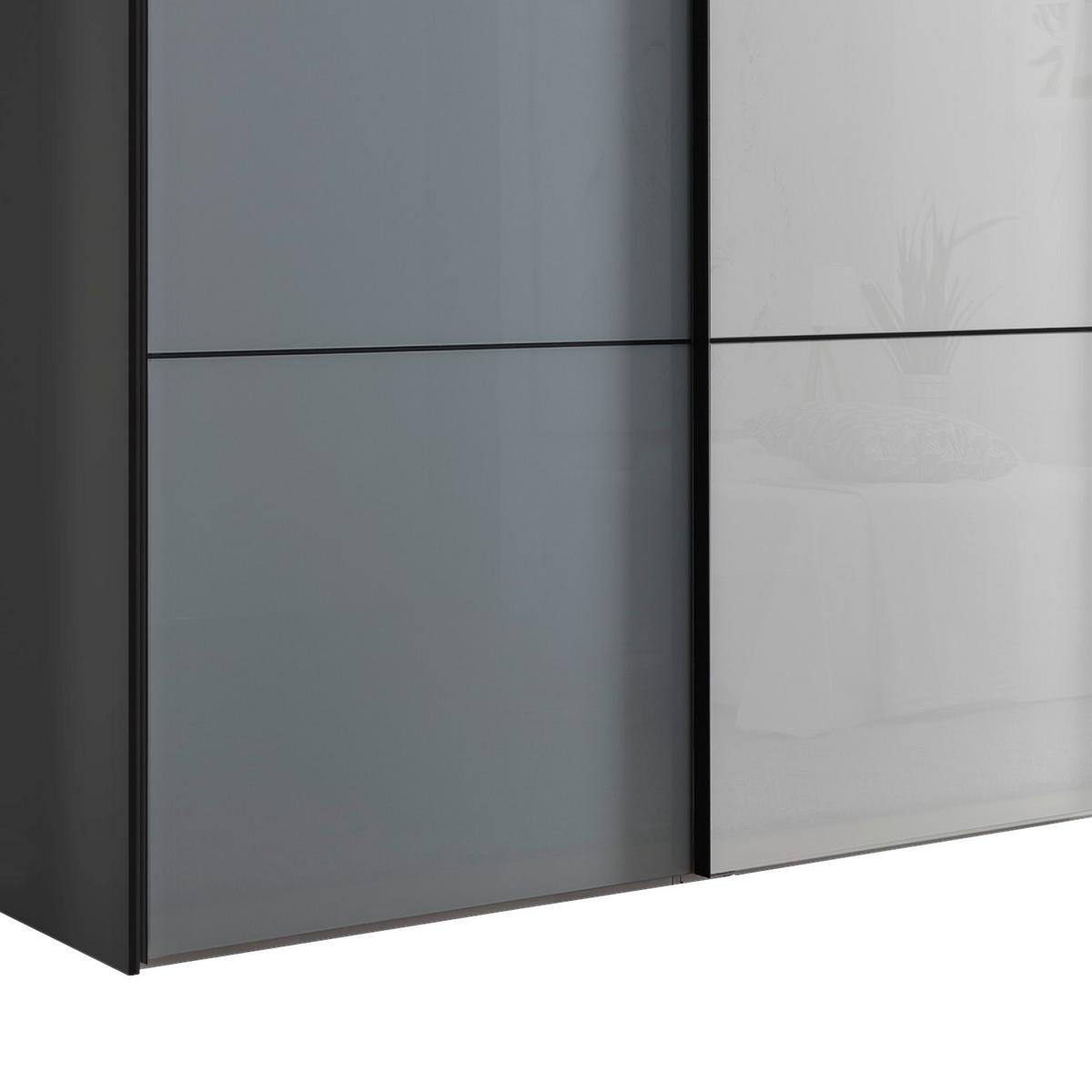 Ormar Sa Staklenim Kliznim Vratima Includo - bijela/tamno siva, Moderno, staklo/drvni materijal (336/222/68cm) - Premium Living