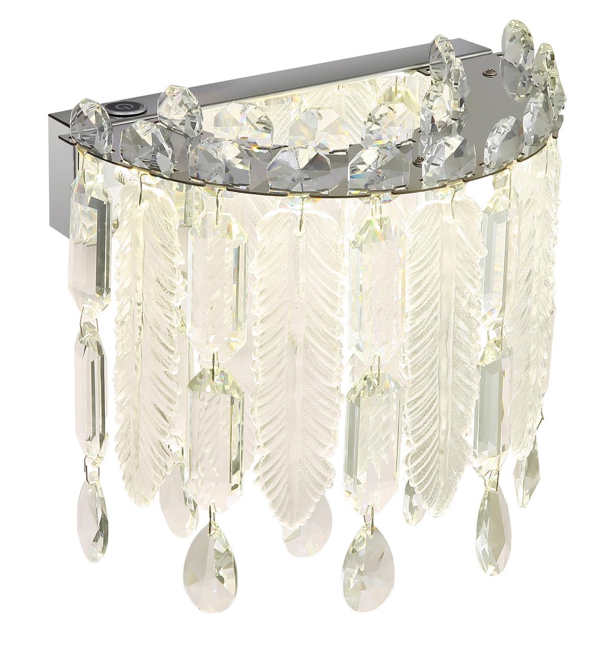 LED-Wandleuchte Klunka Klar/Chromfarben max. 12 Watt - Klar/Chromfarben, Konventionell, Glas/Metall (28/17/24,5cm) - Globo