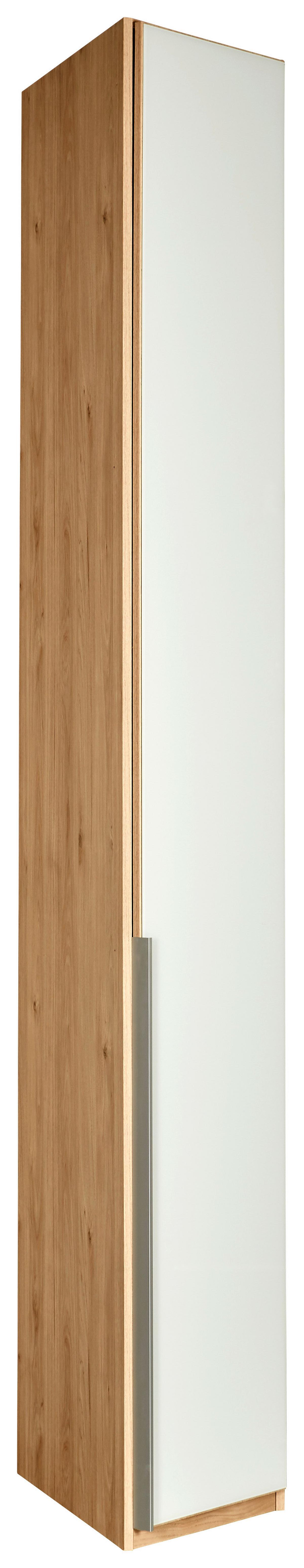 Schrägelement in Weissglas - Weiss/Eichefarben, Konventionell, Holzwerkstoff/Metall (33/236cm) - Premium Living