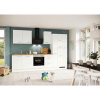 Küchenblock inkl. 5 E-Geräte IP1200 Weiß - Eichefarben/Silberfarben, Trend, Holzwerkstoff/Metall (310cm) - Impuls