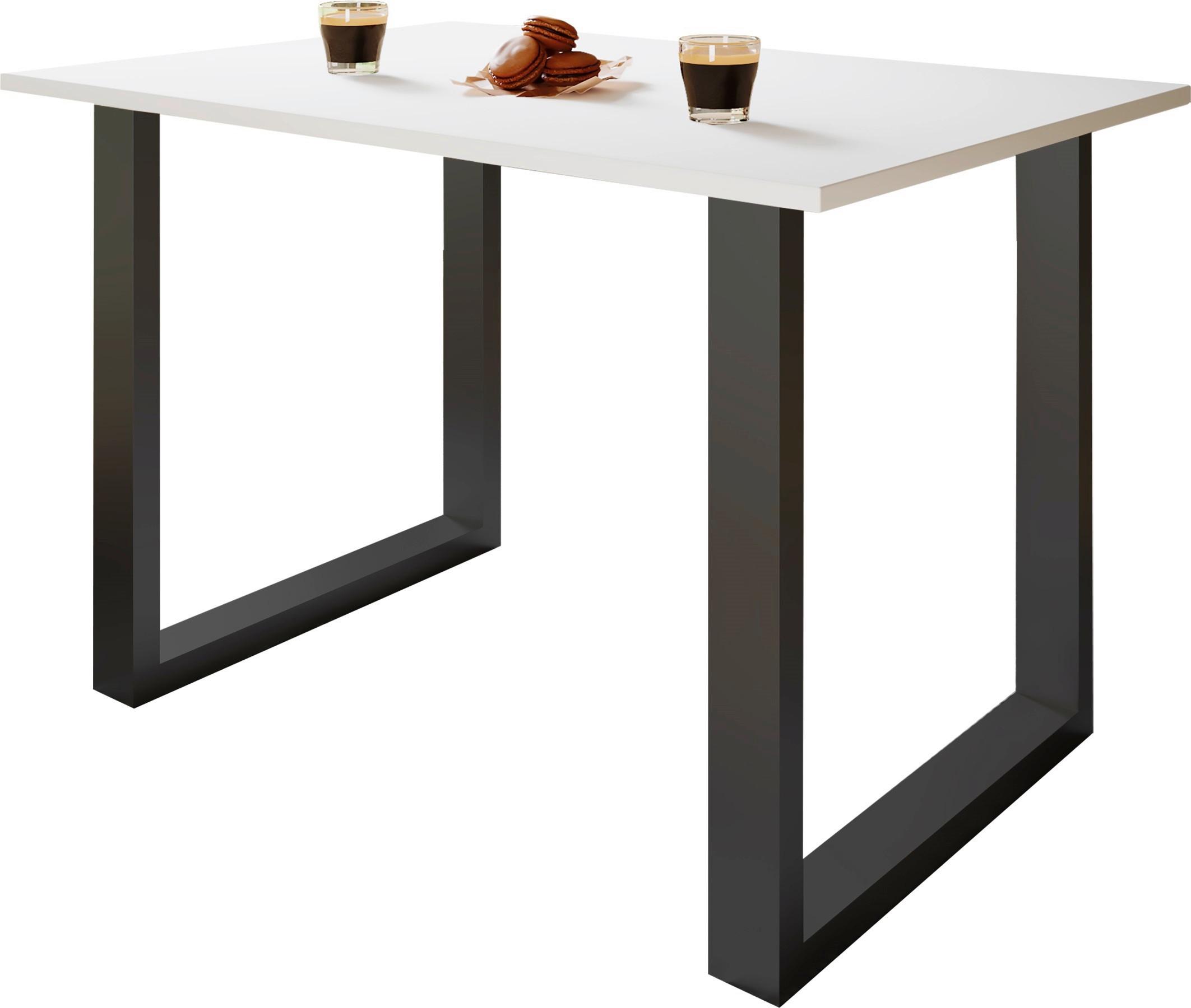 SCHREIBTISCH LONA - Weiss/Silberfarben, Design, Holzwerkstoff/Metall (160/76/80cm) - MID.YOU