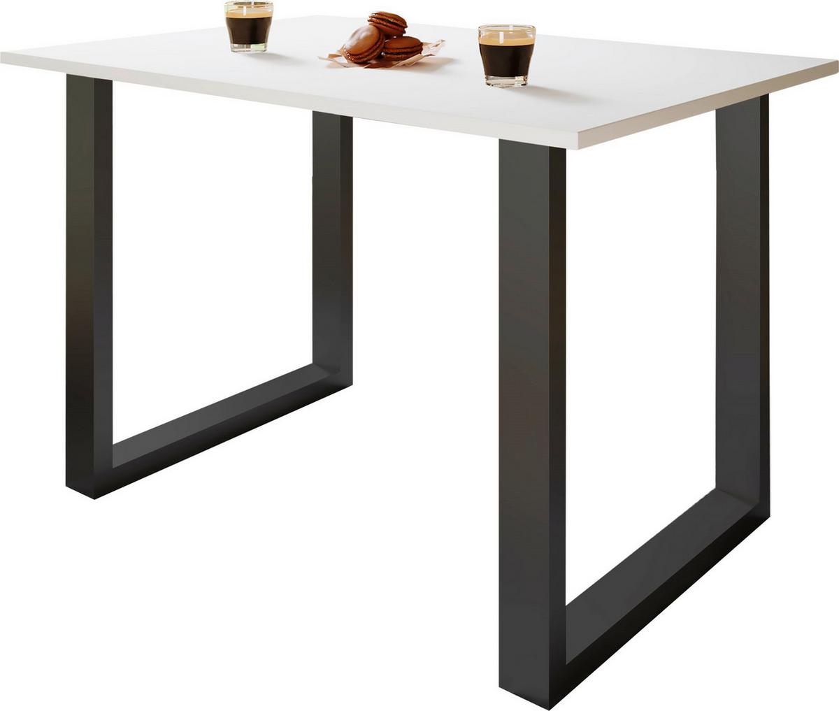 SCHREIBTISCH LONA - Weiss/Silberfarben, Design, Holzwerkstoff/Metall (160/80/76cm) - MID.YOU
