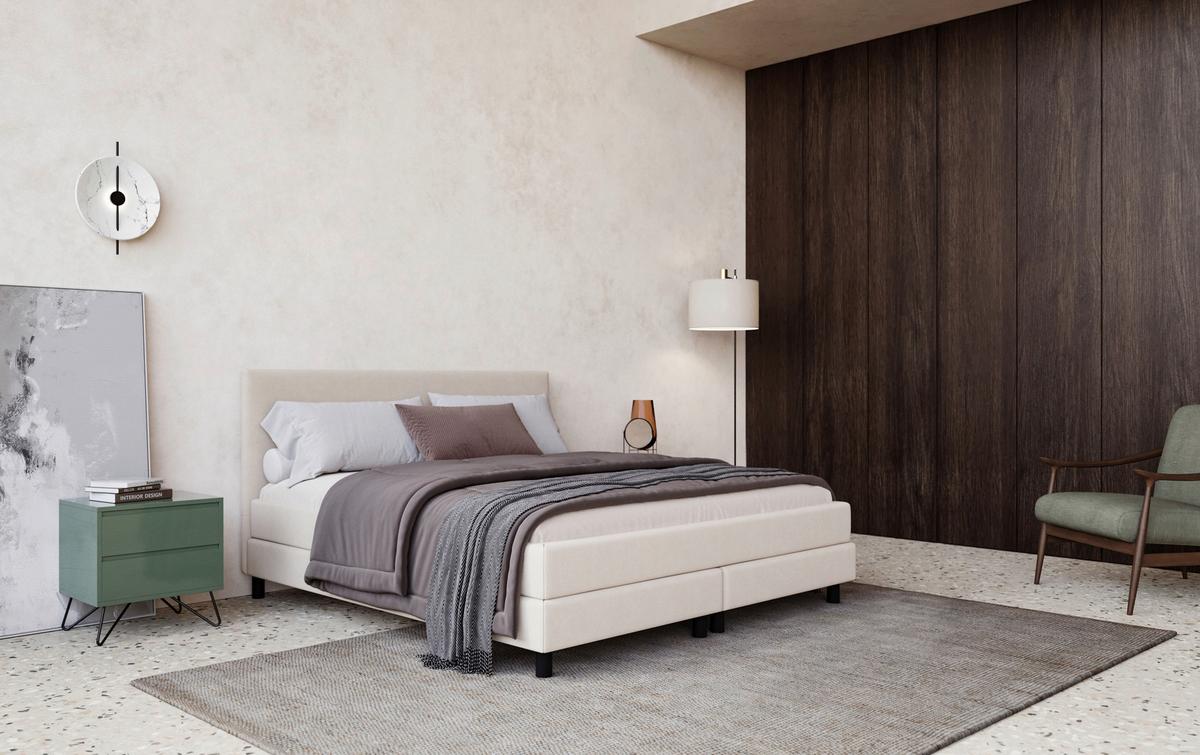 Box Ágy Andorra Bxb - bézs/bükkszínű, Modern, faalapú anyag/textil (160/200cm)