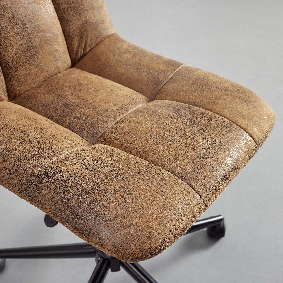 Drehstuhl Clelie Braun Mikrofaser - Schwarz/Braun, MODERN, Holz/Kunststoff (45/79-89/57cm) - Bessagi Home