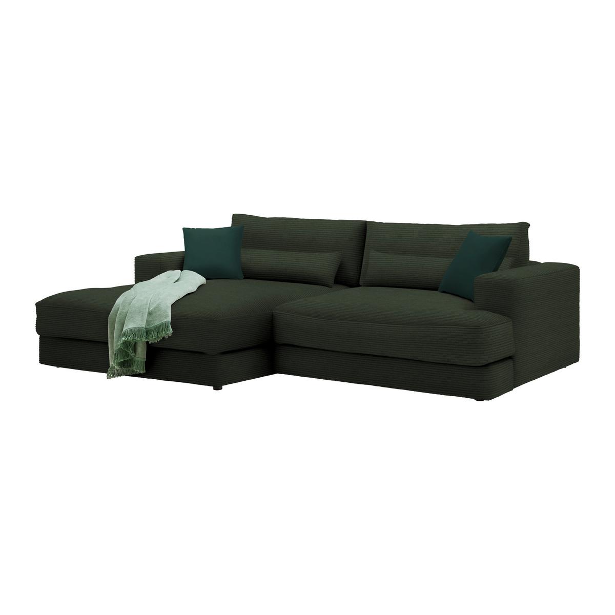 Ecksofa Fabiona links Grün - Schwarz/Grün, MODERN, Holz/Kunststoff (194/85/268cm) - Premium Living