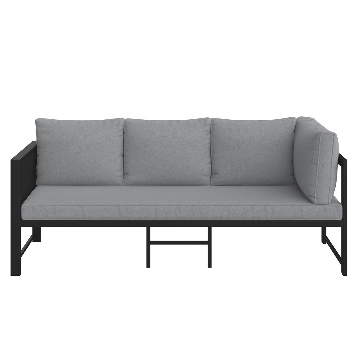 Dining-Loungeset Pergolina Grau Metall/Outdoorstoff - Dunkelgrau/Hellgrau, MODERN, Kunststoff/Textil (194/245cm) - Bessagi Garden