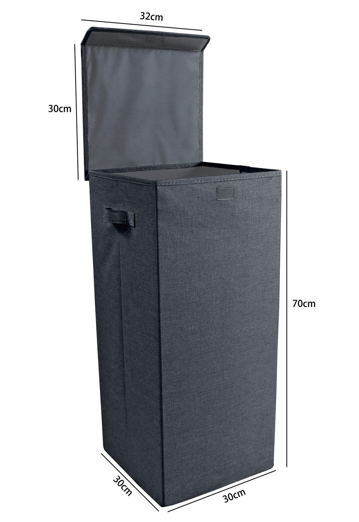 Wäschekorb Dreso L ca. 30x70x30 cm Anthrazit - Anthrazit, MODERN, Textil (30/70/30cm) - MID.YOU