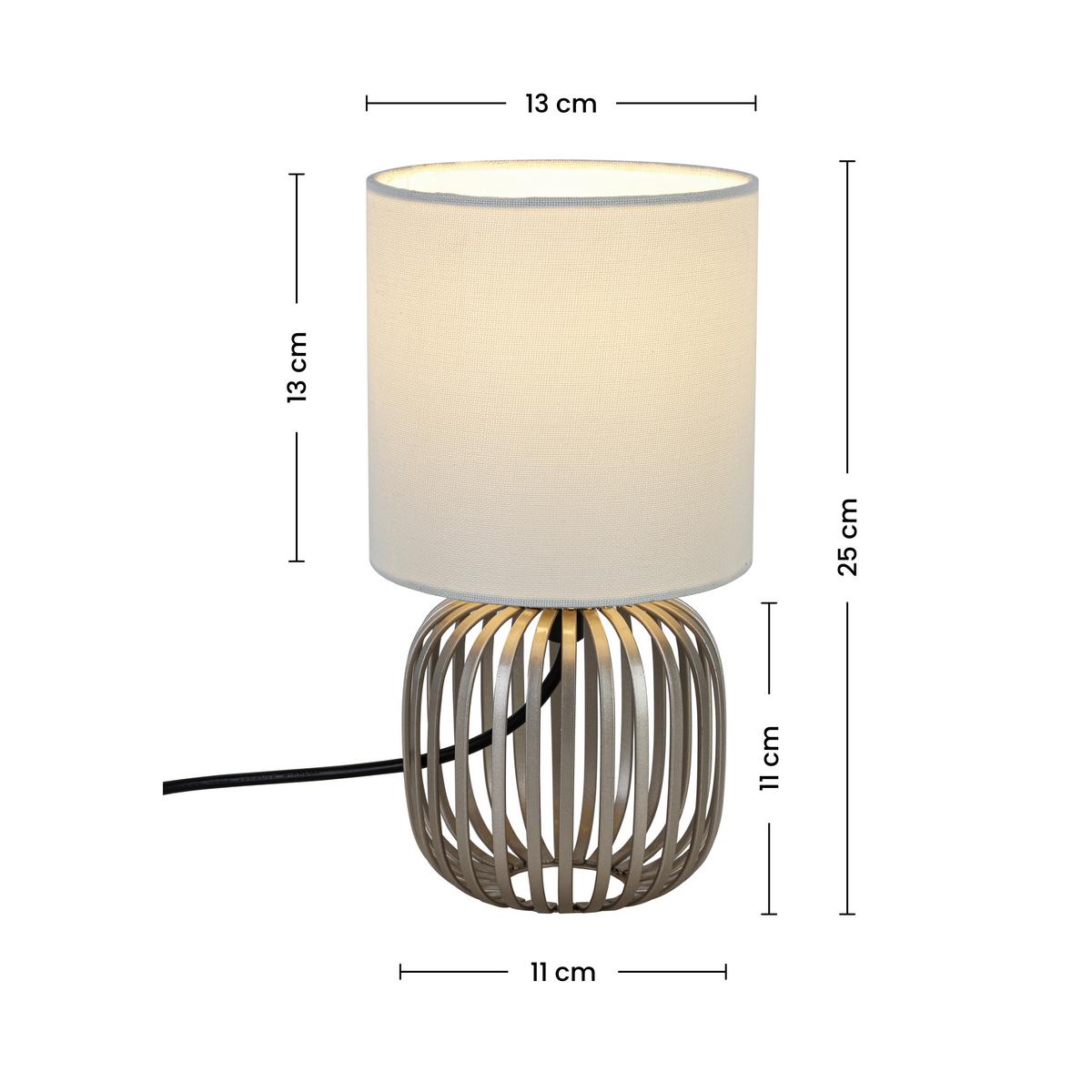 Tischleuchte Driti Weiß Max. 25 Watt - bijela/boje šampanjca, Moderno, metal/tekstil (13/13/25cm) - Mömax