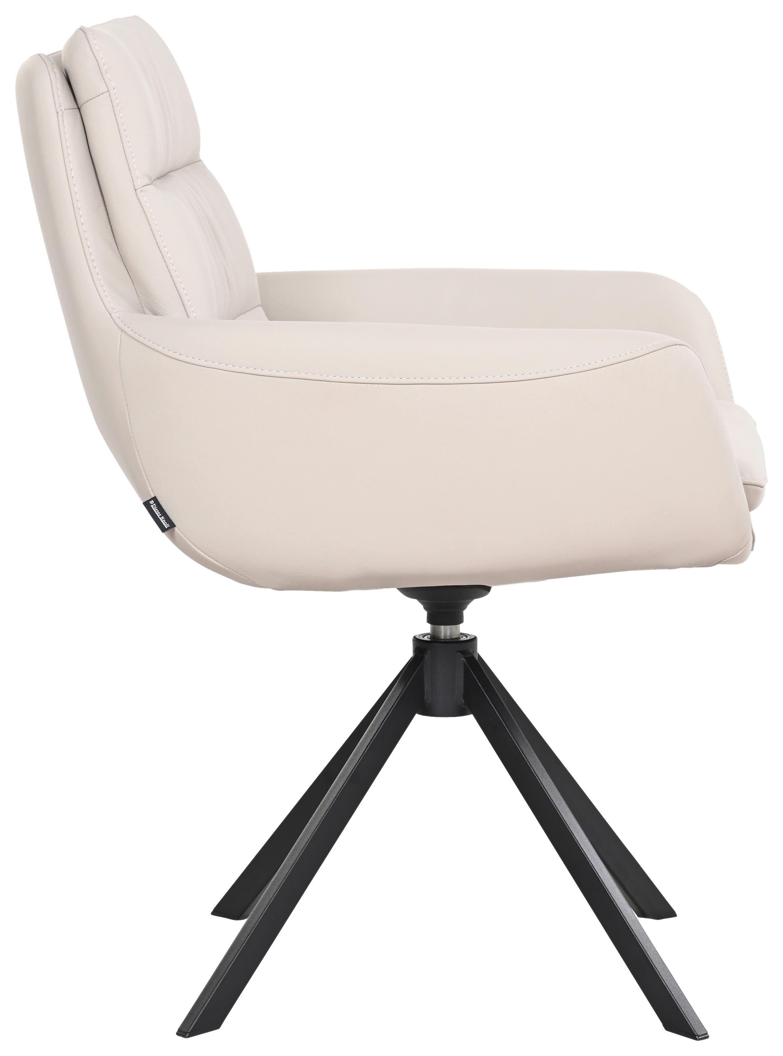 KRZESŁO Z PODŁOKIETNIKAMI EVEREST -EXKLUSIV- - czarny/taupe, Design, skóra/metal (62,5/86,5/66,5cm) - Dieter Knoll