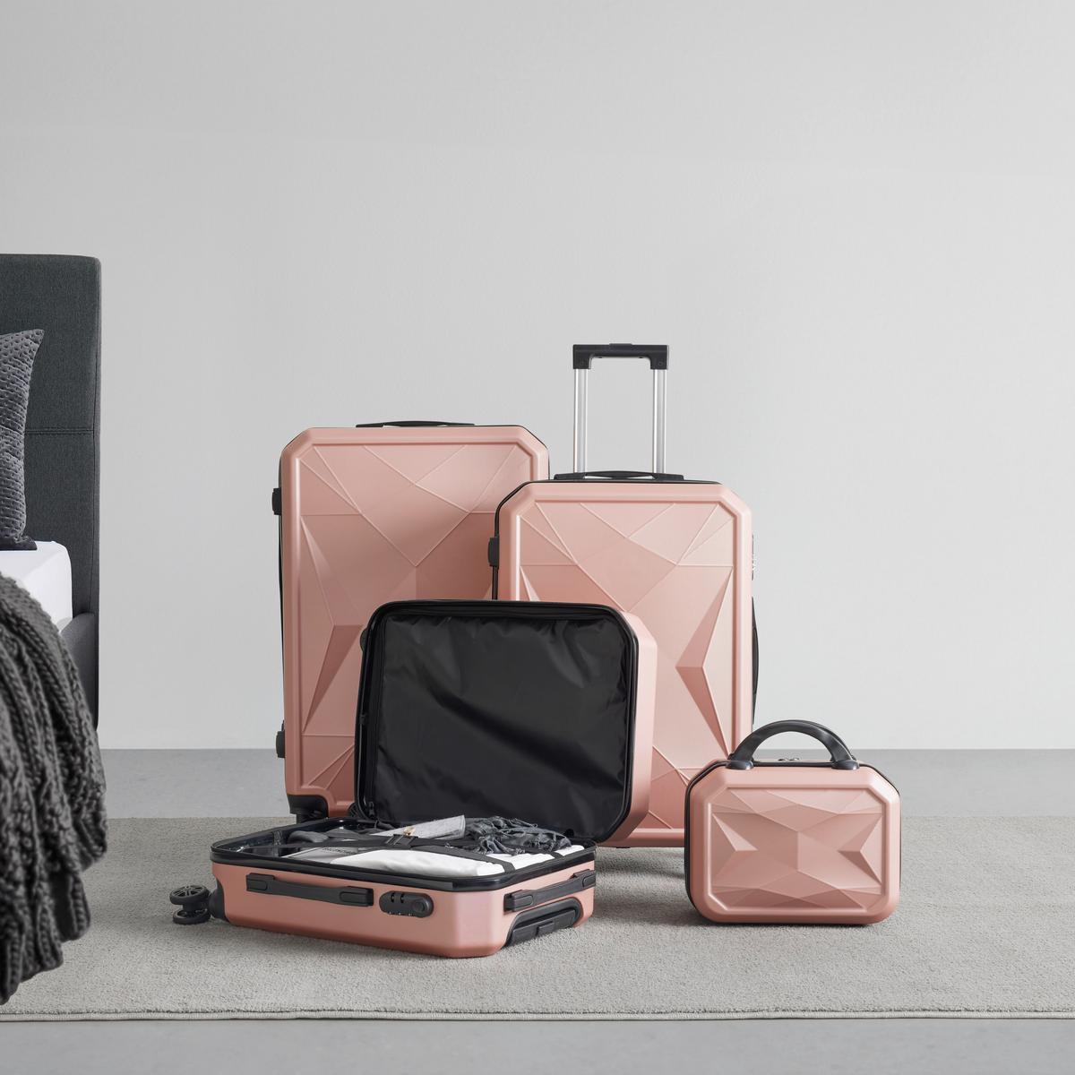 Set Potovalnih Kovčkov Diamond - rožnato zlata, umetna masa - Modern Living