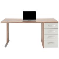 Masă de birou Ducato - scânduri de stejar/alb, Modern, plastic/metal (160/72,8/80cm) - Premium Living