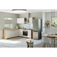 Eckküche Winkelblock ohne Geräte ca. 210x210 cm Weiß - Eichefarben/Alufarben, MODERN, Holzwerkstoff/Metall (210/210cm) - Held
