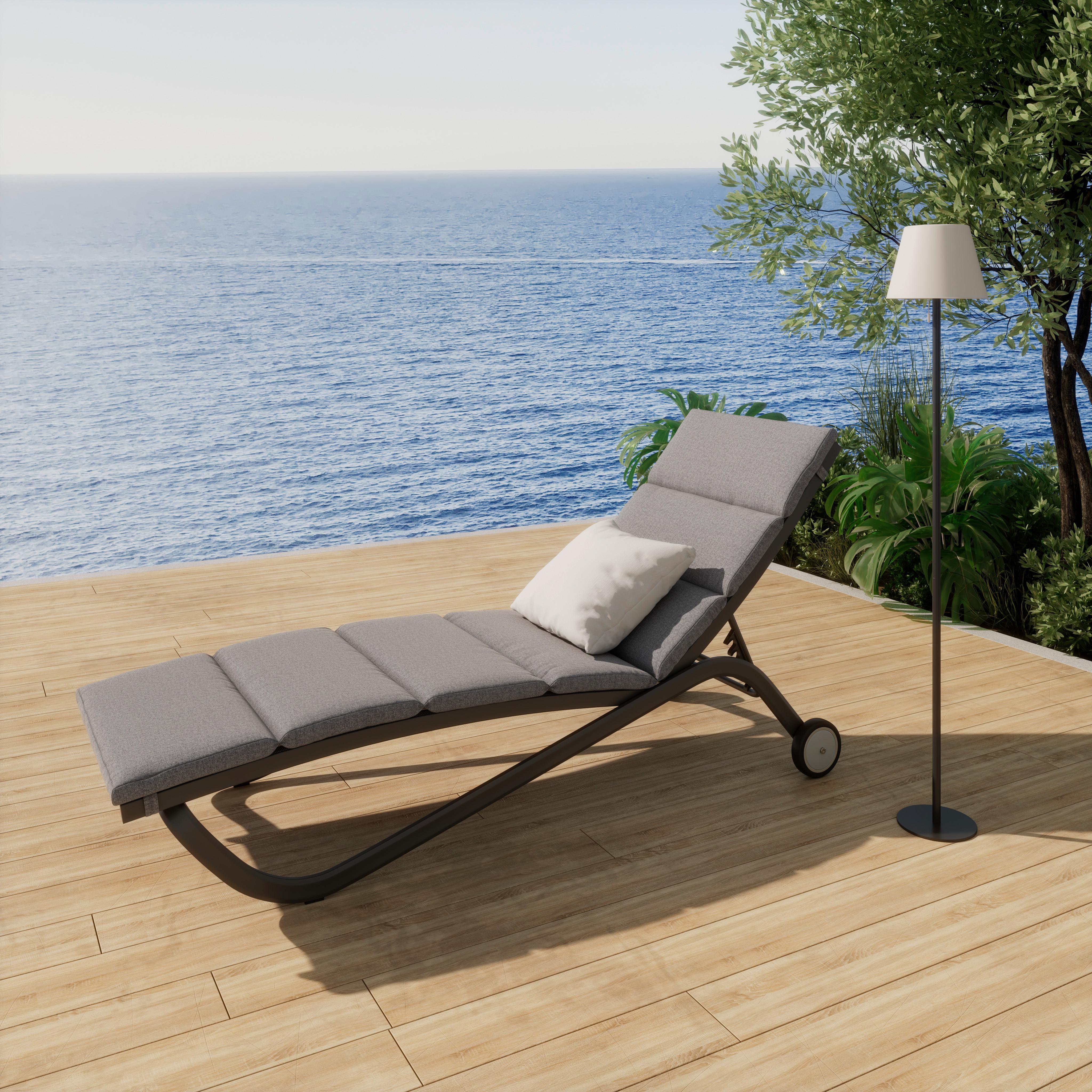 Gartenliege Otti Anthrazit/Grau - Anthrazit/Grau, Basics, Textil/Metall (211/44/75cm) - Mömax