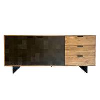 Komoda Akazie, Pravi Les, Črna - črna/barve akacije, Natur, kovina/les (175/76/40cm) - Livetastic