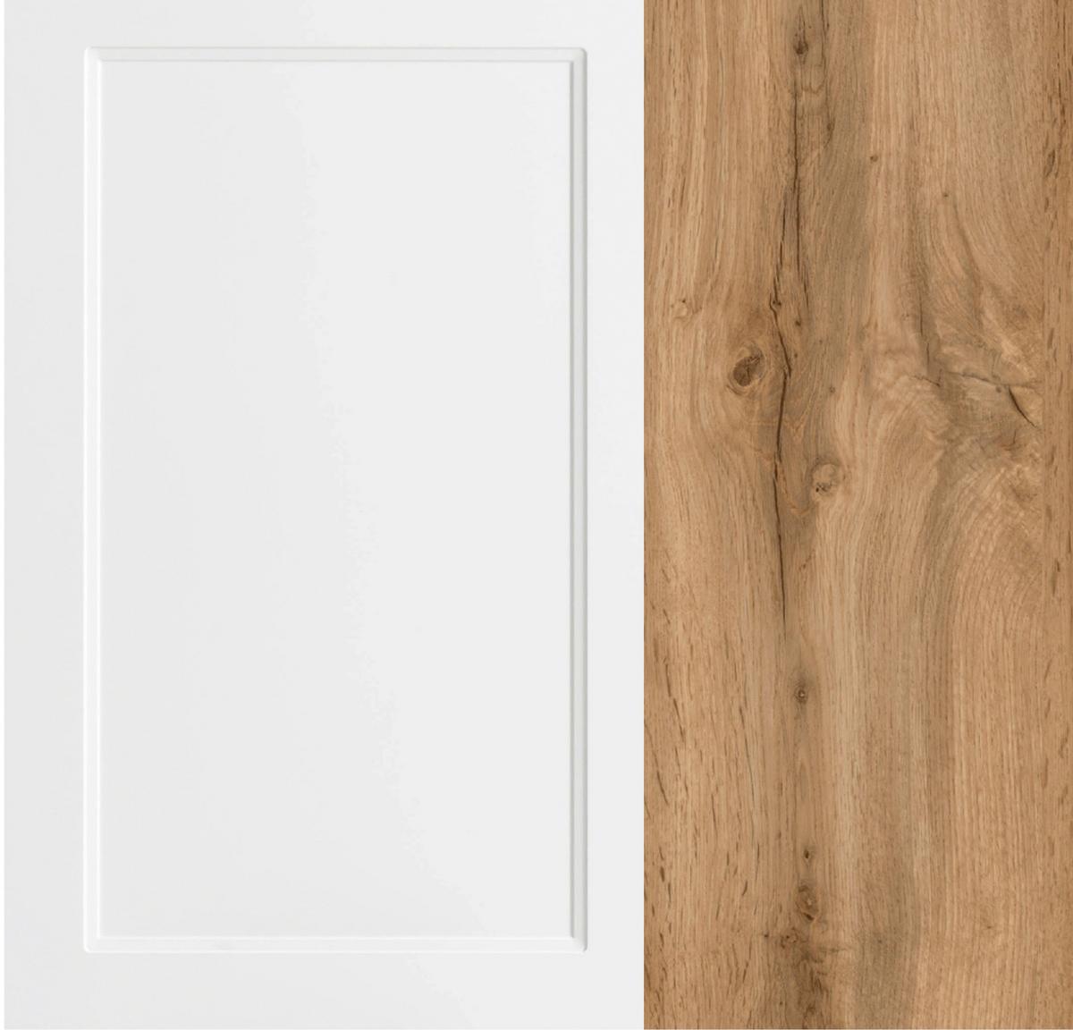Küchenzeile Meran ohne Geräte ca. 360 cm Weiß/Eiche Dekor - Eiche Wotan/Schwarz, LIFESTYLE, Holzwerkstoff/Metall (360cm) - Held