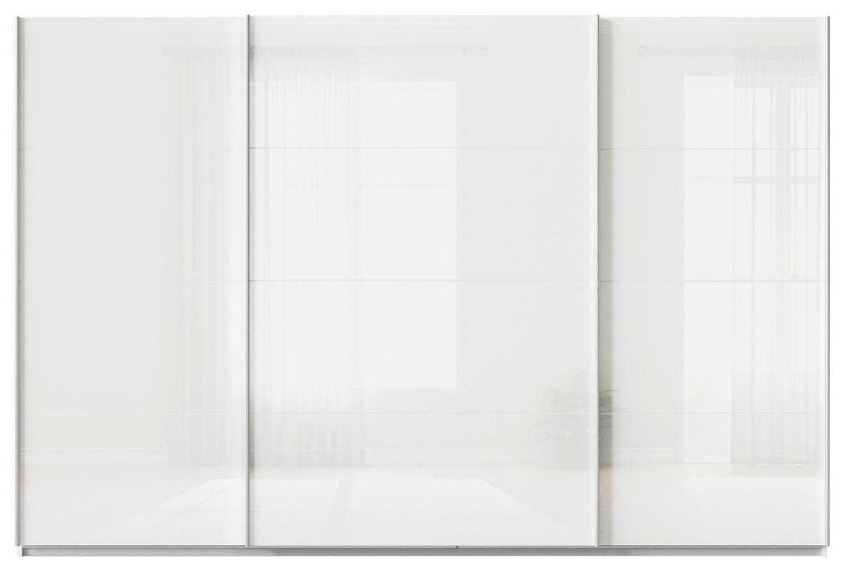 DULAP USI CULISANTE FELDKIRCH - alb/alb lucios intens, Modern, sticlă/material pe bază de lemn (315/210/62cm)