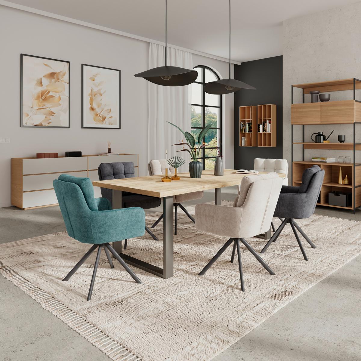 Masă WOOD 200 - culoare natur/negru, Konventionell, lemn/metal (200/75/100cm) - James Wood