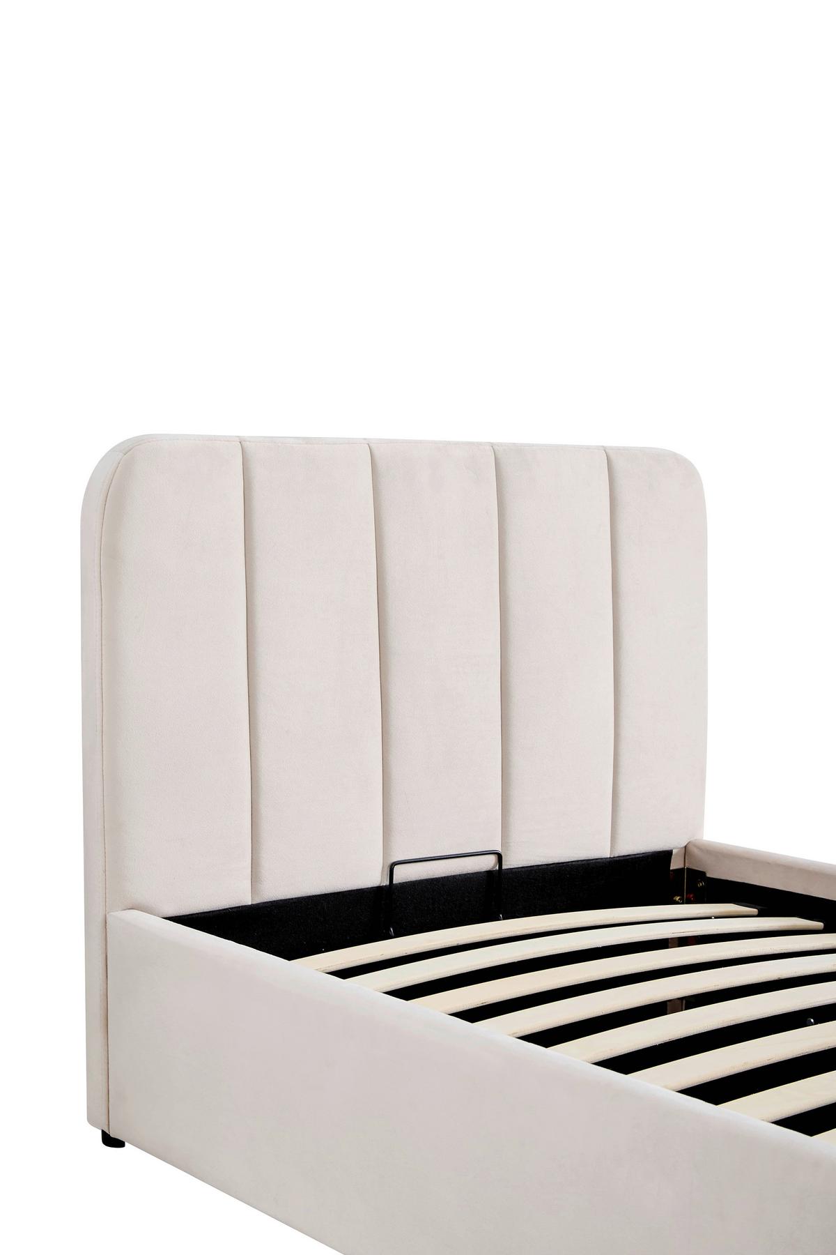 ŁÓŻKO TAPICEROWANE GISELLA - beżowy/kolor naturalny, Design, tworzywo sztuczne/drewno (90/200cm) - Boxxx