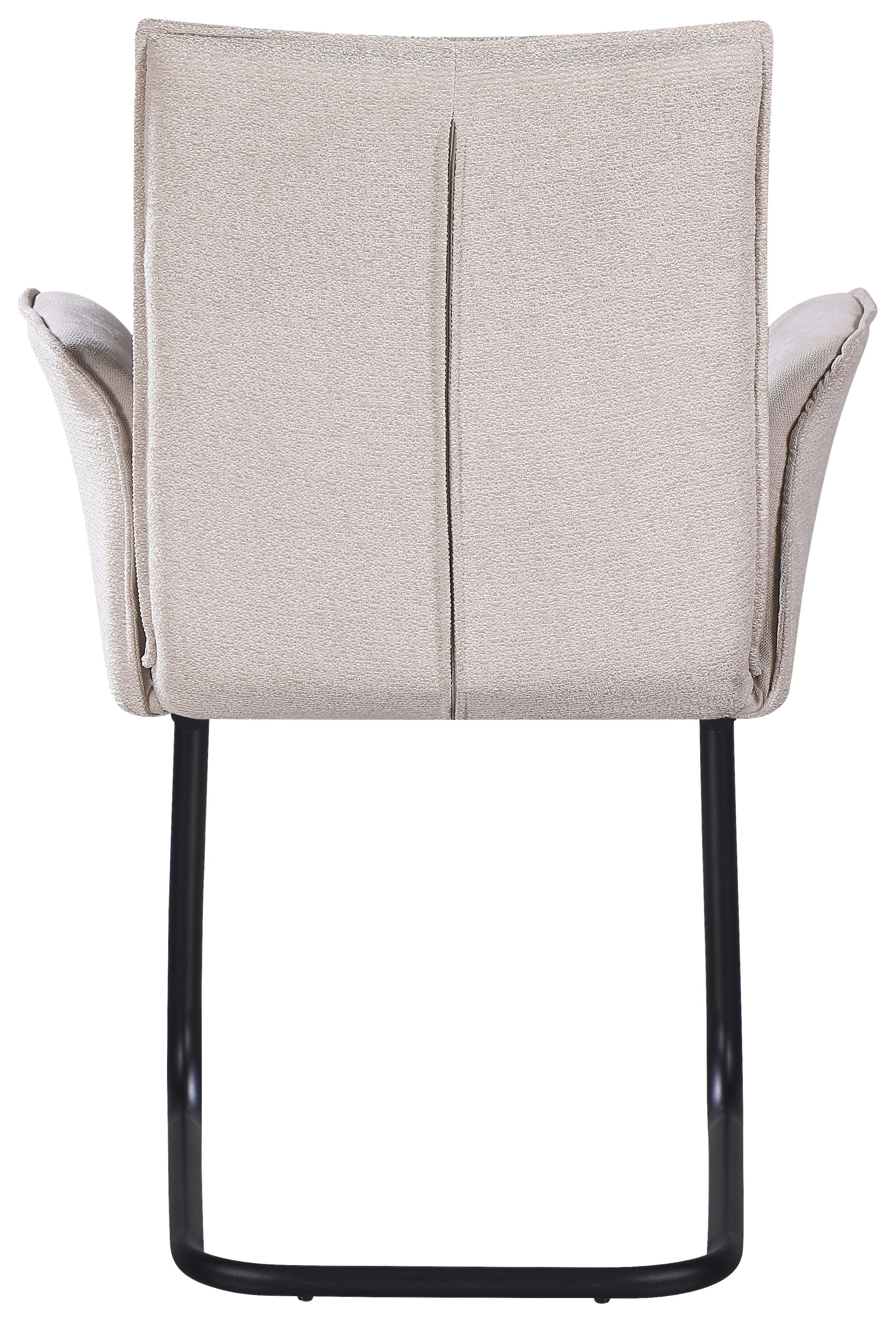 STOL MED ARMSTÖD NOVA - beige/svart, Modern, metall/textil (63/90/61cm) - Mömax