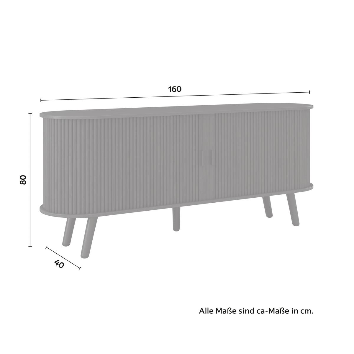 Sideboard Ennio Schwarz Echtholz/MDF - Schwarz, MODERN, Holz/Holzwerkstoff (160/80/40cm) - Bessagi Home