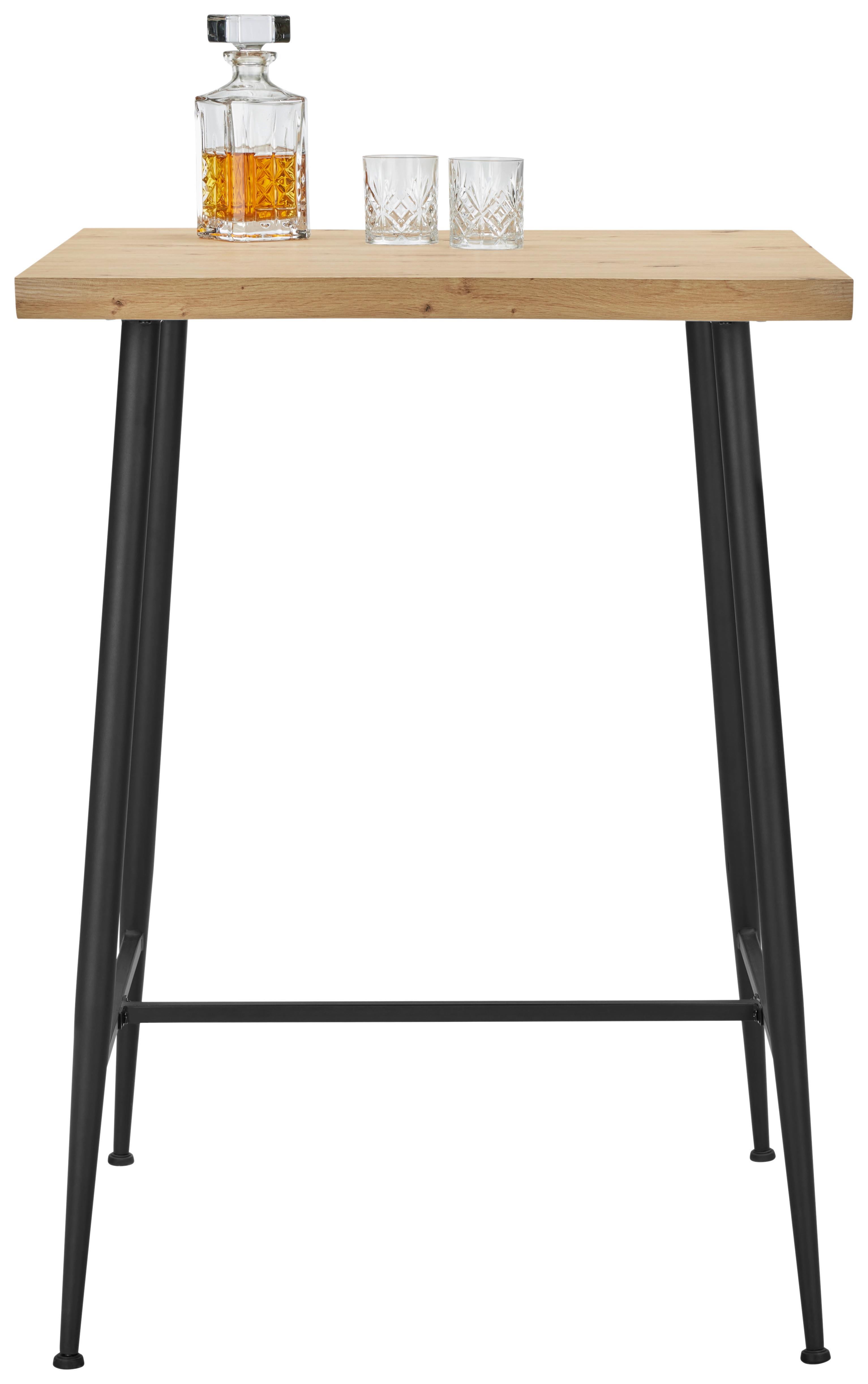 Bárasztal Stuard 2 - fekete/natúr, Modern, faalapú anyag/fém (80/80/108cm) - Mömax