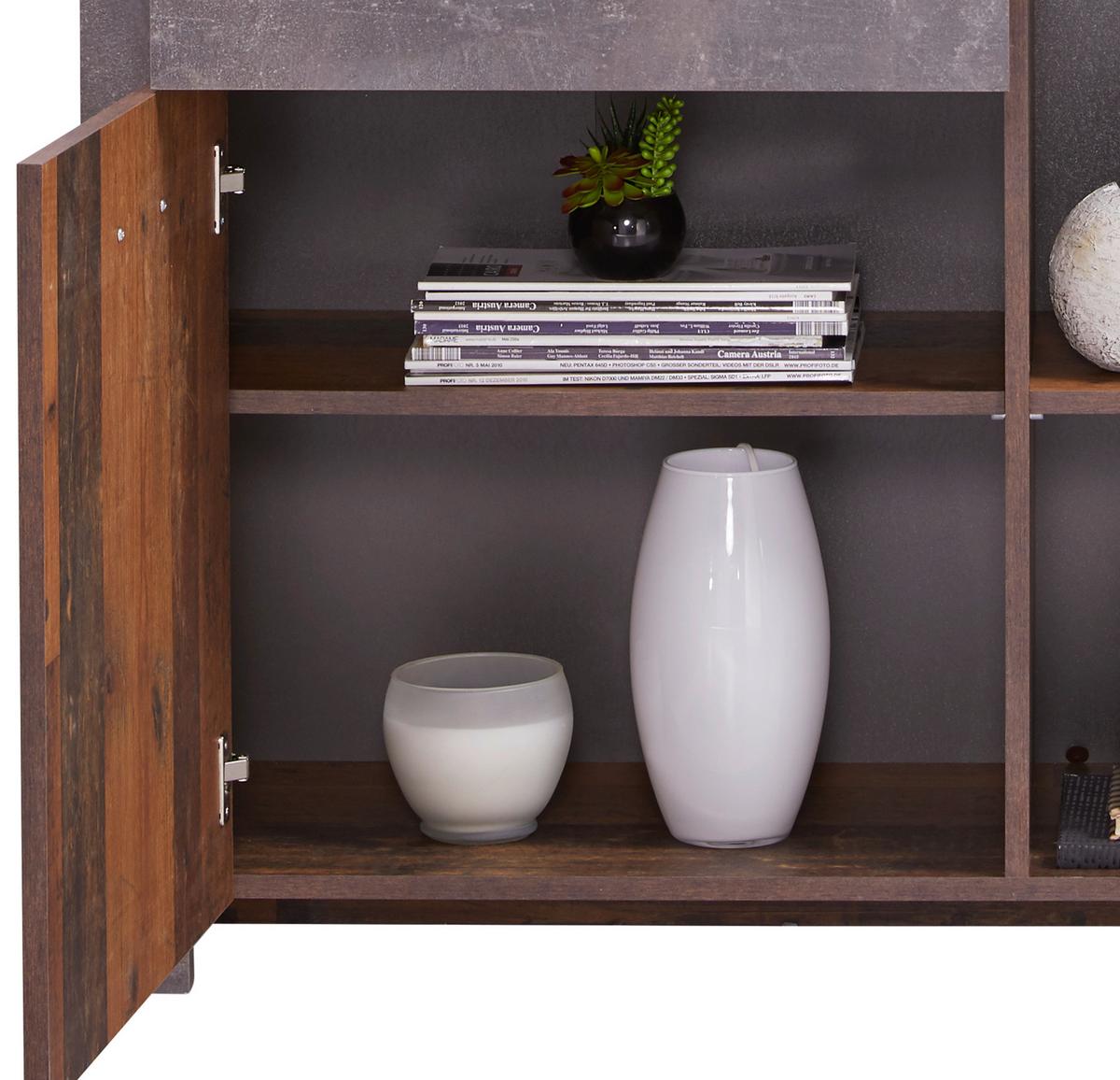 Vitrină Ontario - gri închis/culoare lemn stejar, Trend, material pe bază de lemn (105/159/41,5cm) - Modern Living
