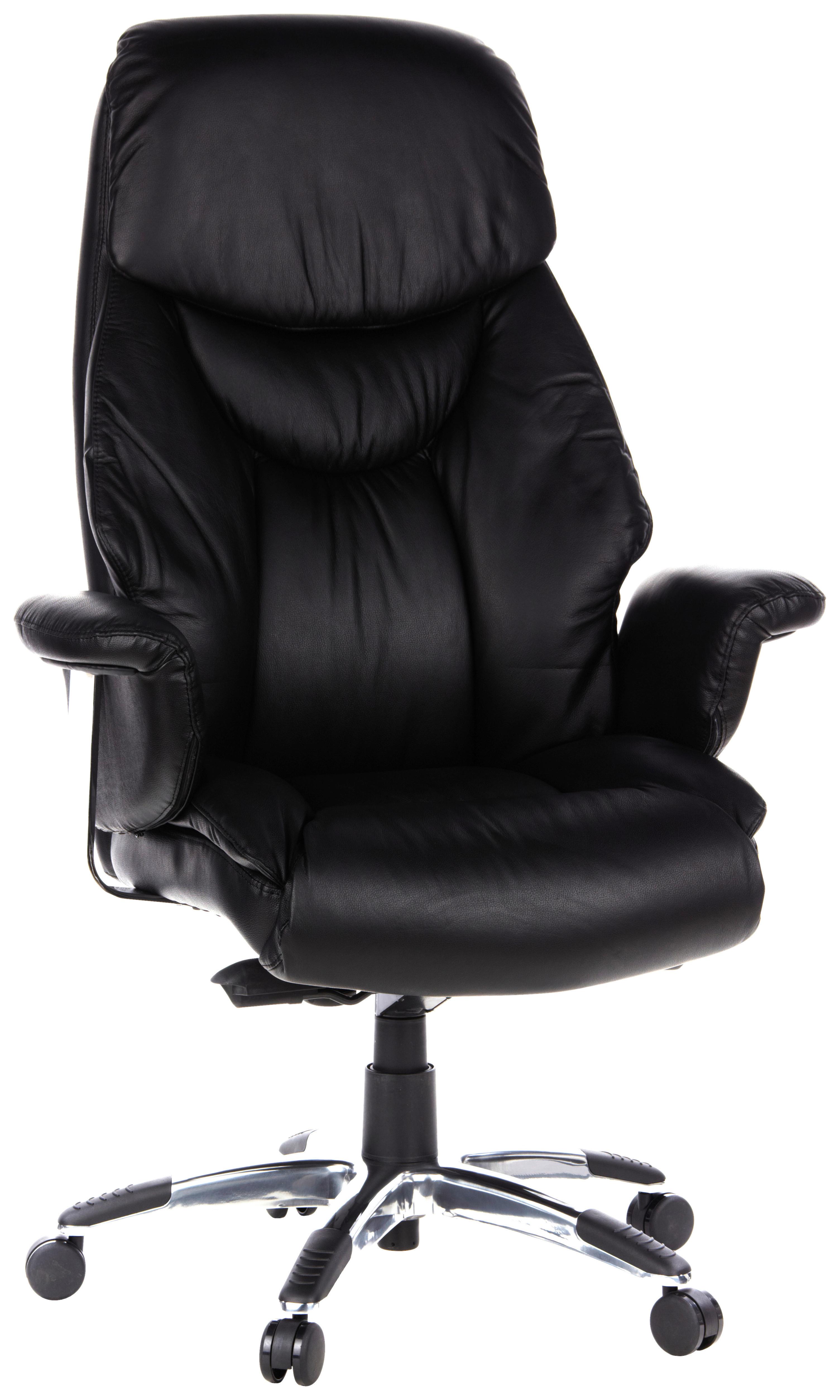 Chefsessel Prado Schwarz ca. 63x140x52cm - Chromfarben/Schwarz, MODERN, Leder/Kunststoff (63/140/52cm) - MID.YOU