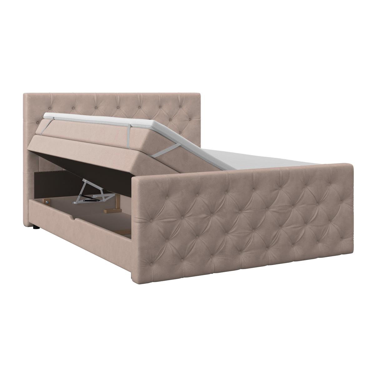 Boxspring Krevet Elio - bež/crna, Romantično / ladanjski, tekstil/plastika (160/200cm) - Modern Living