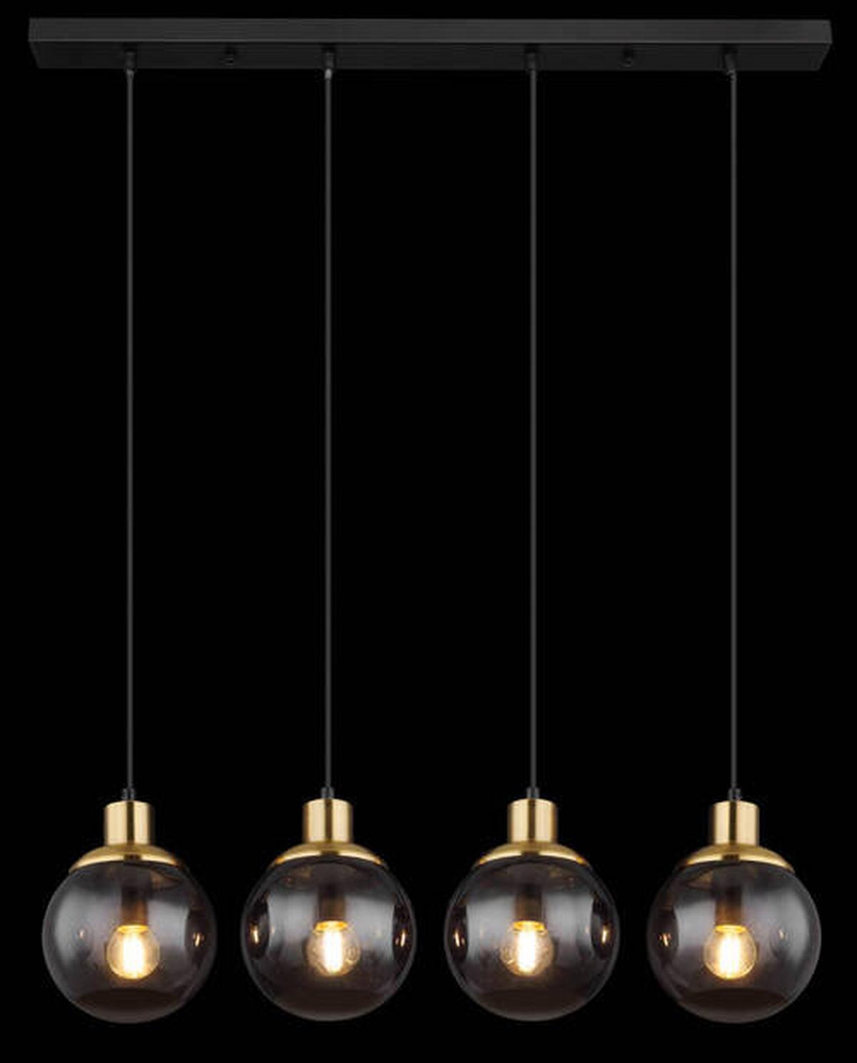 Hängeleuchte Potter Schwarz max. 25 Watt - Messingfarben/Schwarz, Design, Glas/Kunststoff (75/15/110cm) - Globo