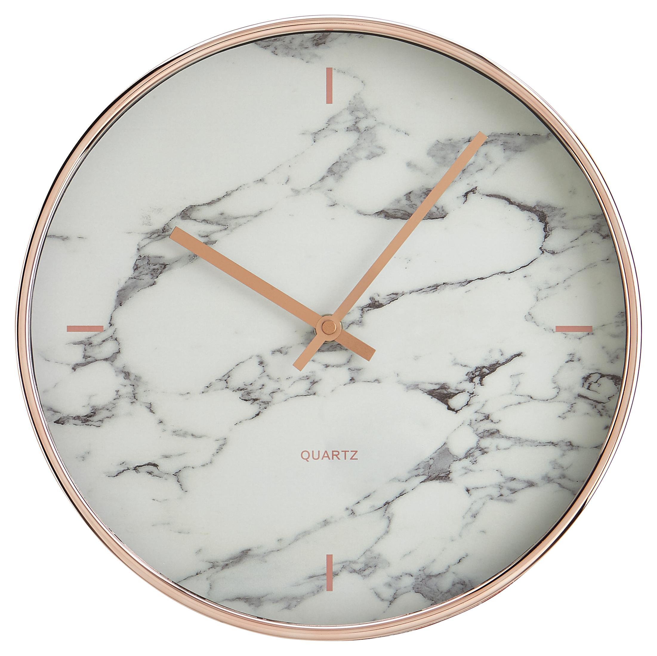 Uhr Priya in Grau/Weiss ca.Ø30,4cm - Weiß/Grau, MODERN, Glas/Kunststoff (30,4cm) - Bessagi Home