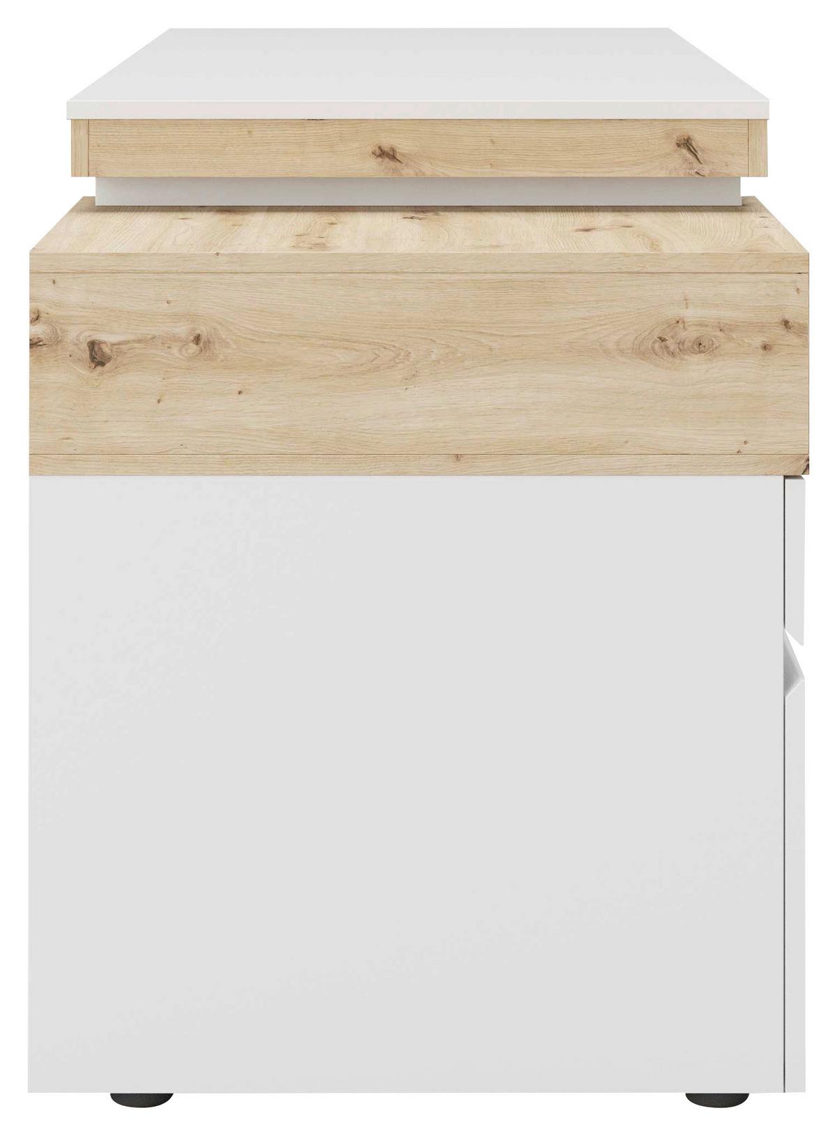 Schreibtisch "Santiago", weiß/eiche - Weiß/Eiche Artisan, MODERN, Holz/Metall (160/60/76cm) - MID.YOU