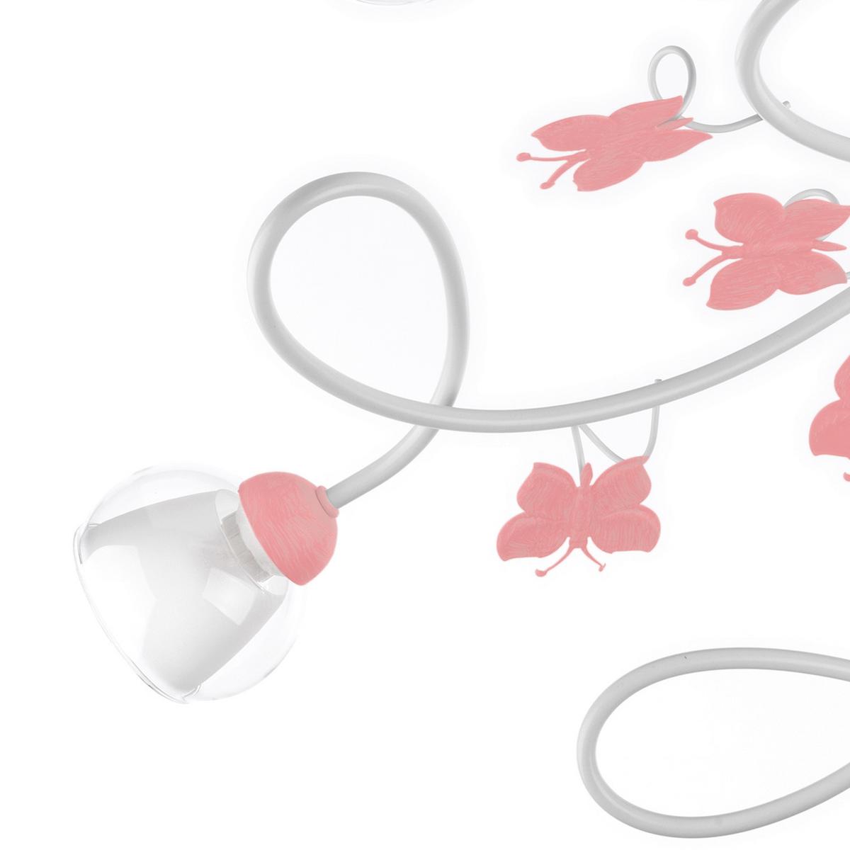 Kinderdeckenleuchte Butterfly Weiß/Pink max. 6 Watt - Pink/Weiß, Basics, Glas/Metall (80/20cm)