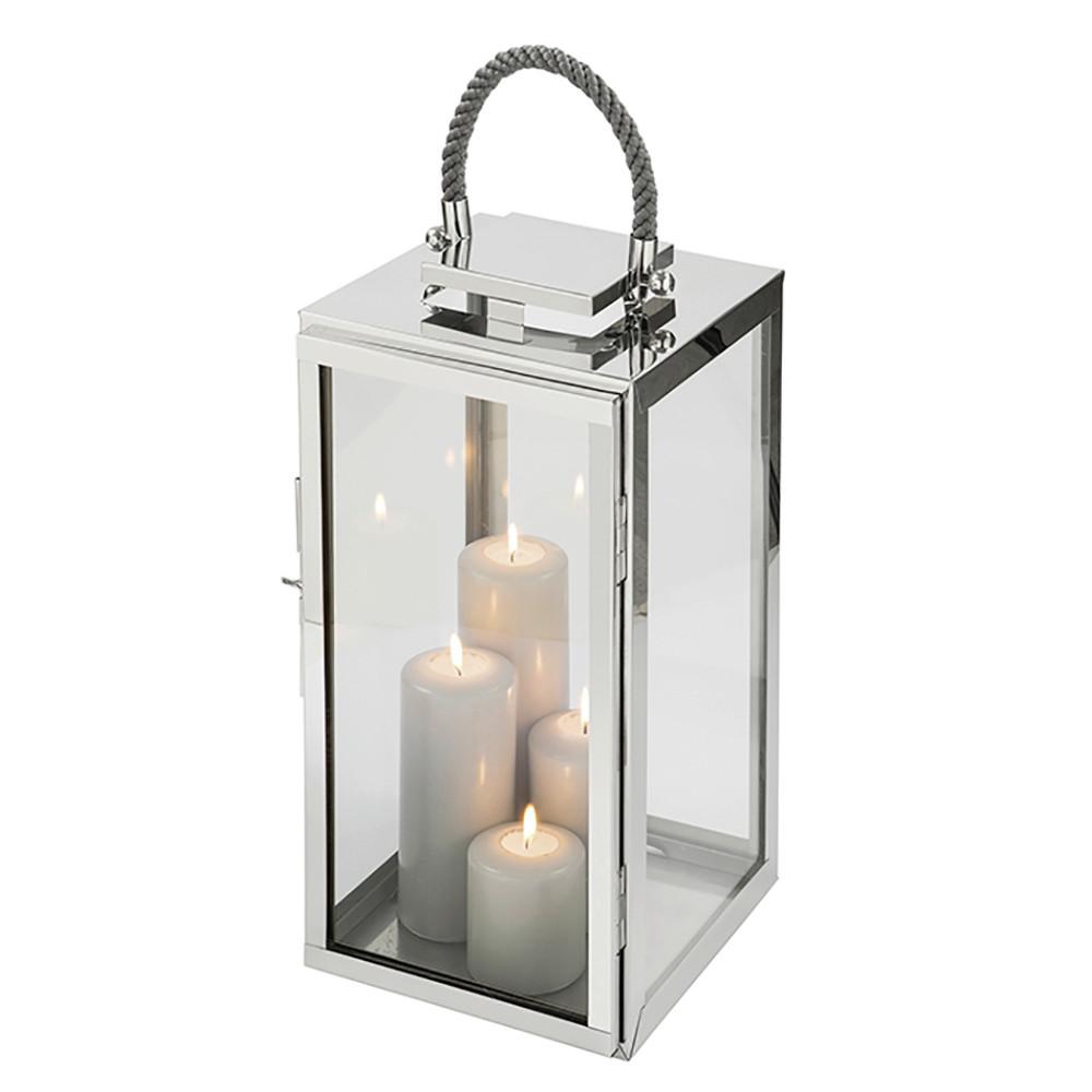 LATARENKA 159590 LATERNE - kolor srebrny, Basics, metal/szkło (30/58/30cm) - Fink