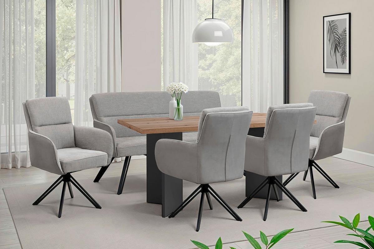 STUHL-SET TINO - Hellgrau/Schwarz, MODERN, Textil/Metall (62/94/70cm) - MID.YOU