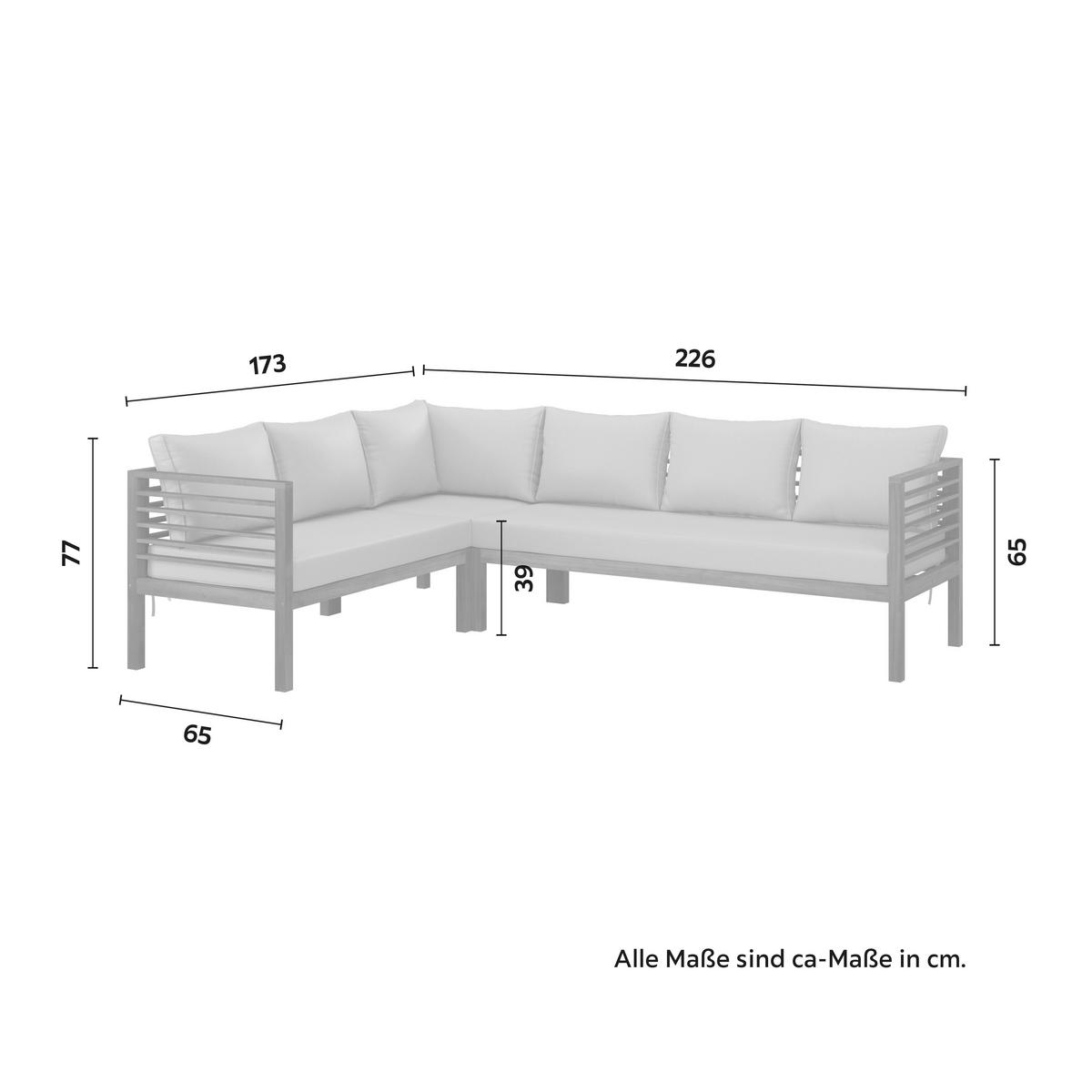 Lounge Garnitura Nico, Akacija, Siva, 3-Delno - bež/barve akacije, Natur, les (226/65/65cm) - Mömax