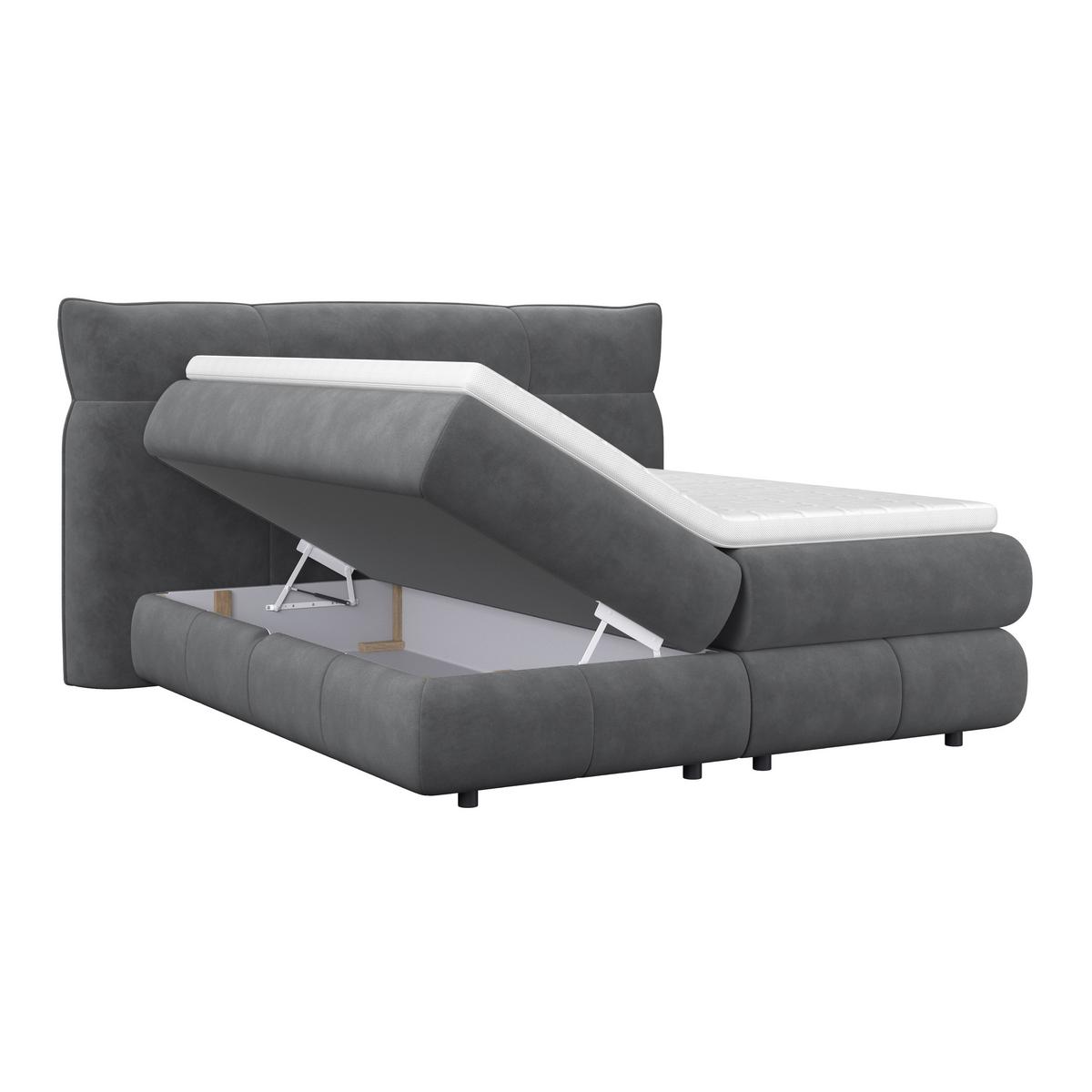 Boxspring Krevet Carmelo - crna/antracit, Trend, tekstil/plastika (160/200cm) - Premium Living