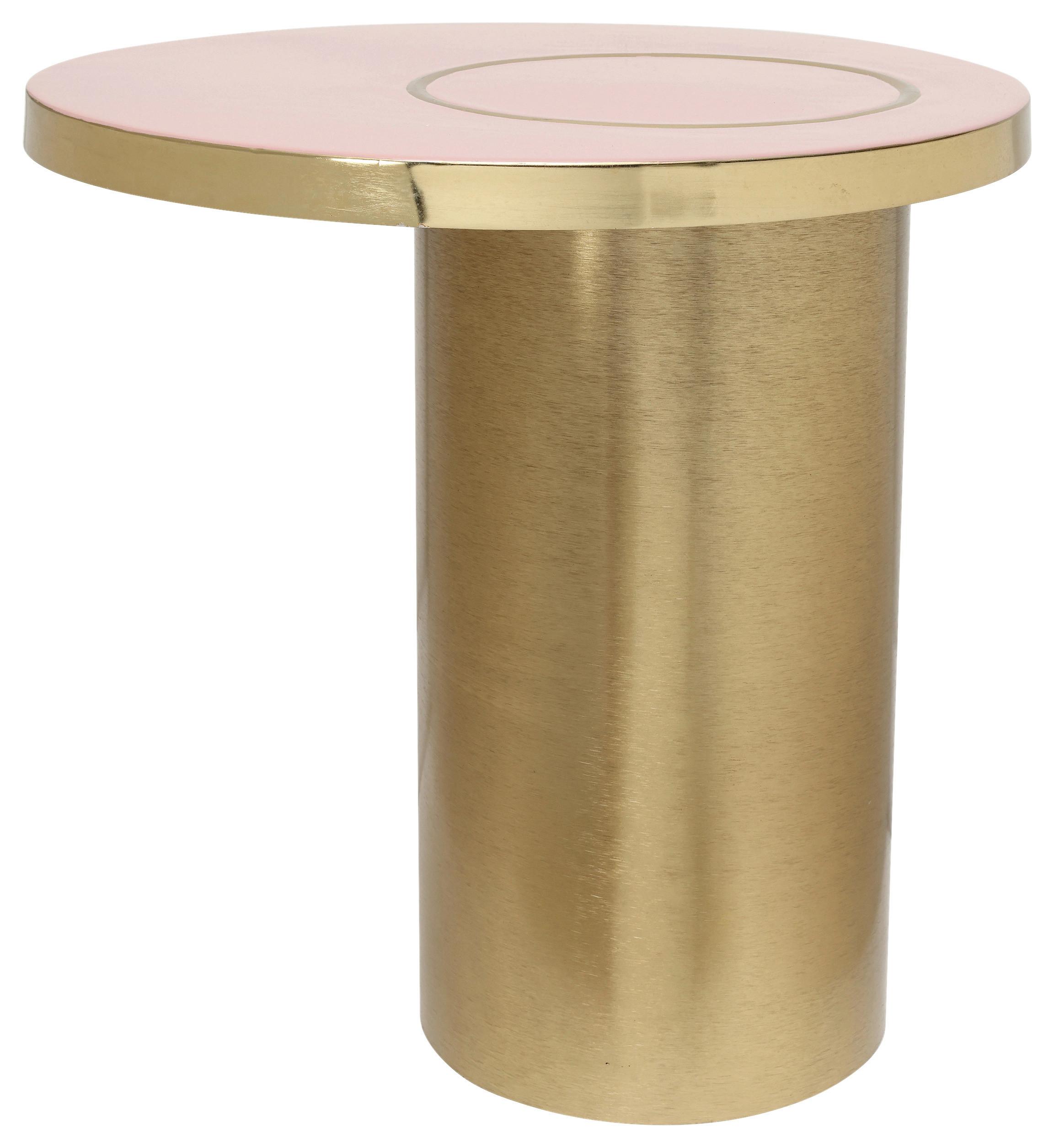 BEISTELLTISCH ART DECO 2325 - Goldfarben/Rosa, Design, Metall (51/50cm) - Kayoom