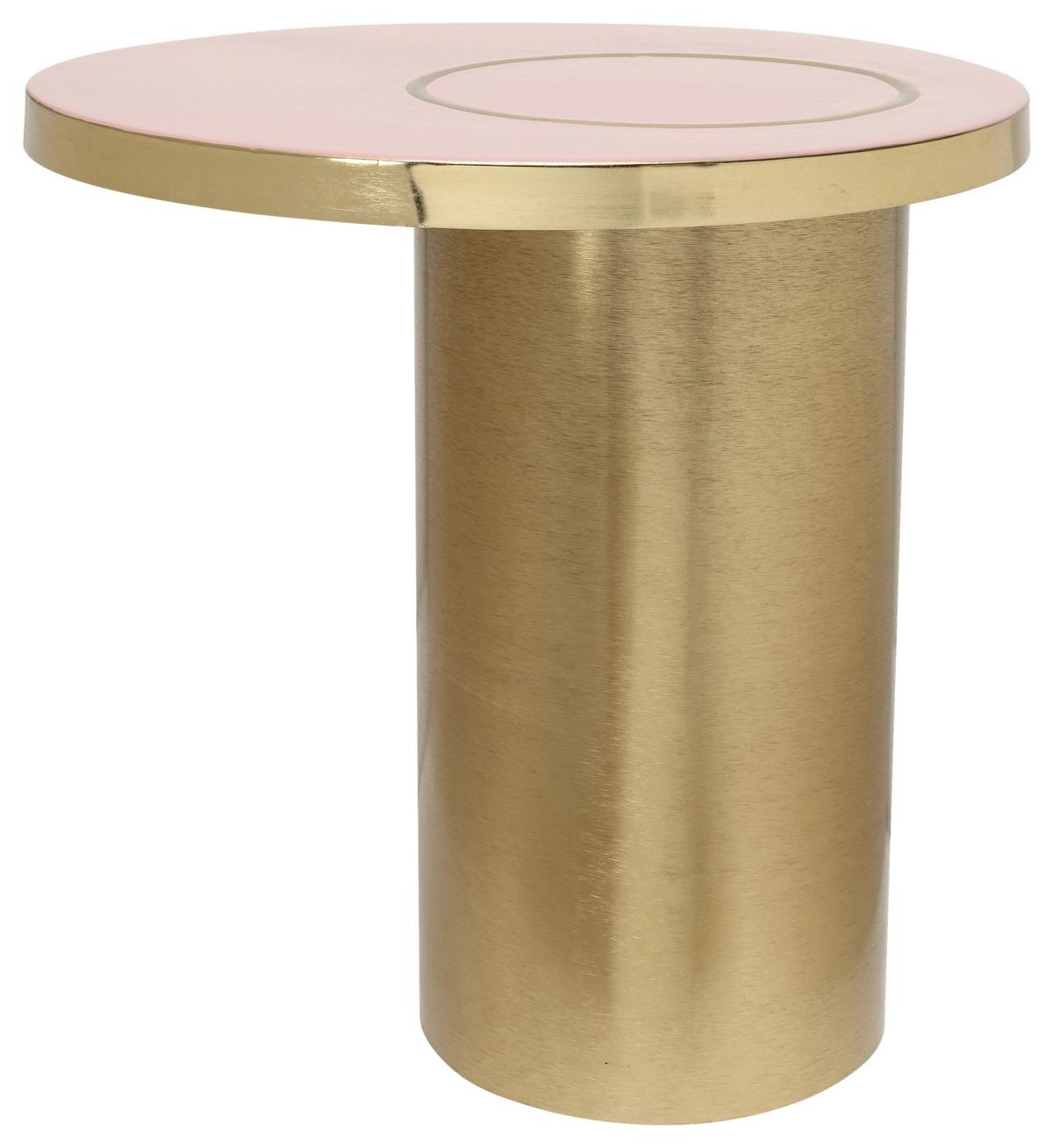 BEISTELLTISCH ART DECO 2325 - Goldfarben/Rosa, Design, Metall (51/50cm) - Kayoom
