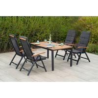 GARTENGARNITUR TILOS SET 5TLG. - Graphitfarben/Naturfarben, MODERN, Holz/Kunststoff - Gardenson