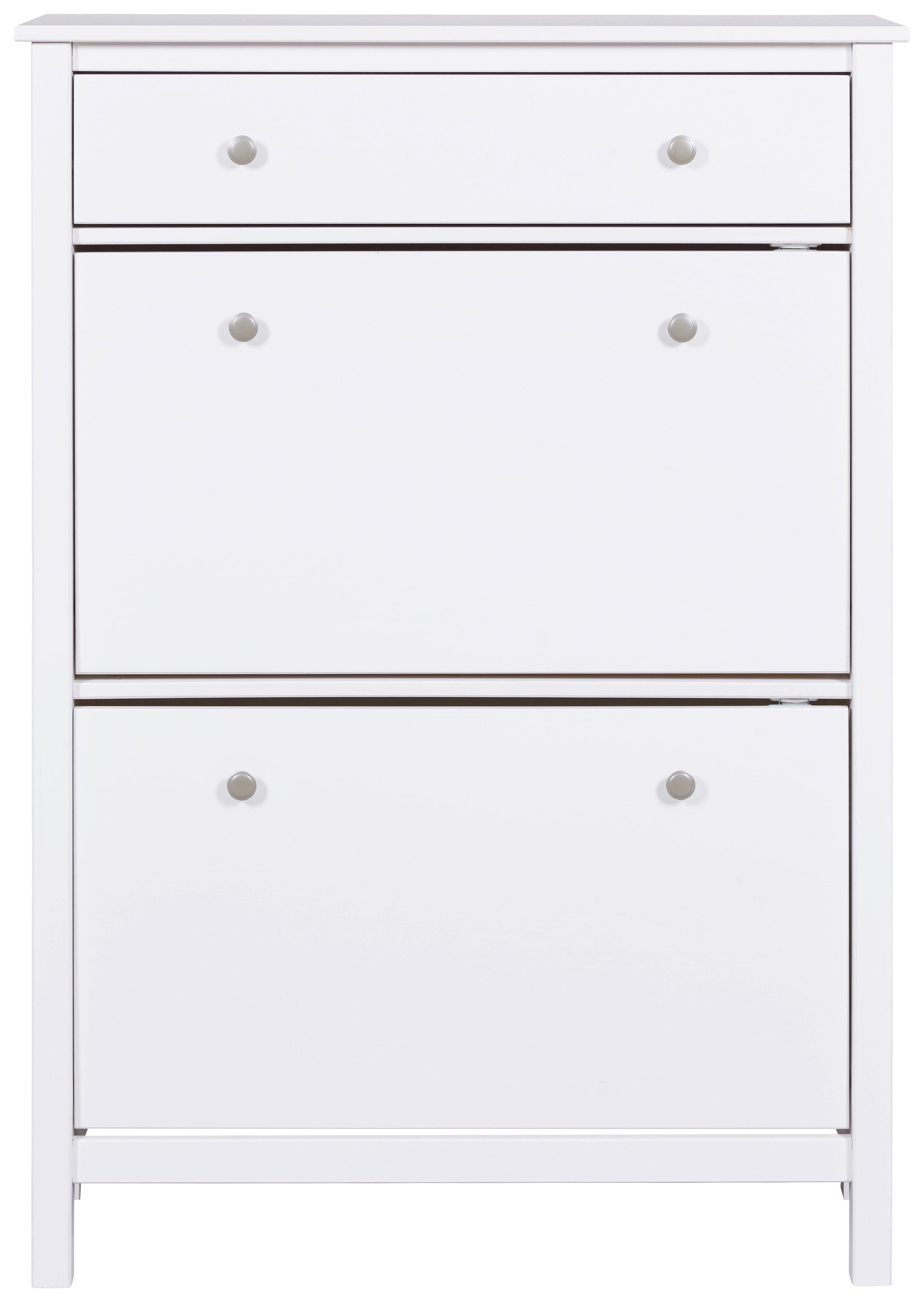 Schuhschrank Chilly Home ca.90x127x30cm Weiß - Silberfarben/Weiß, Design, Holz/Metall (90/127/30cm) - Livetastic