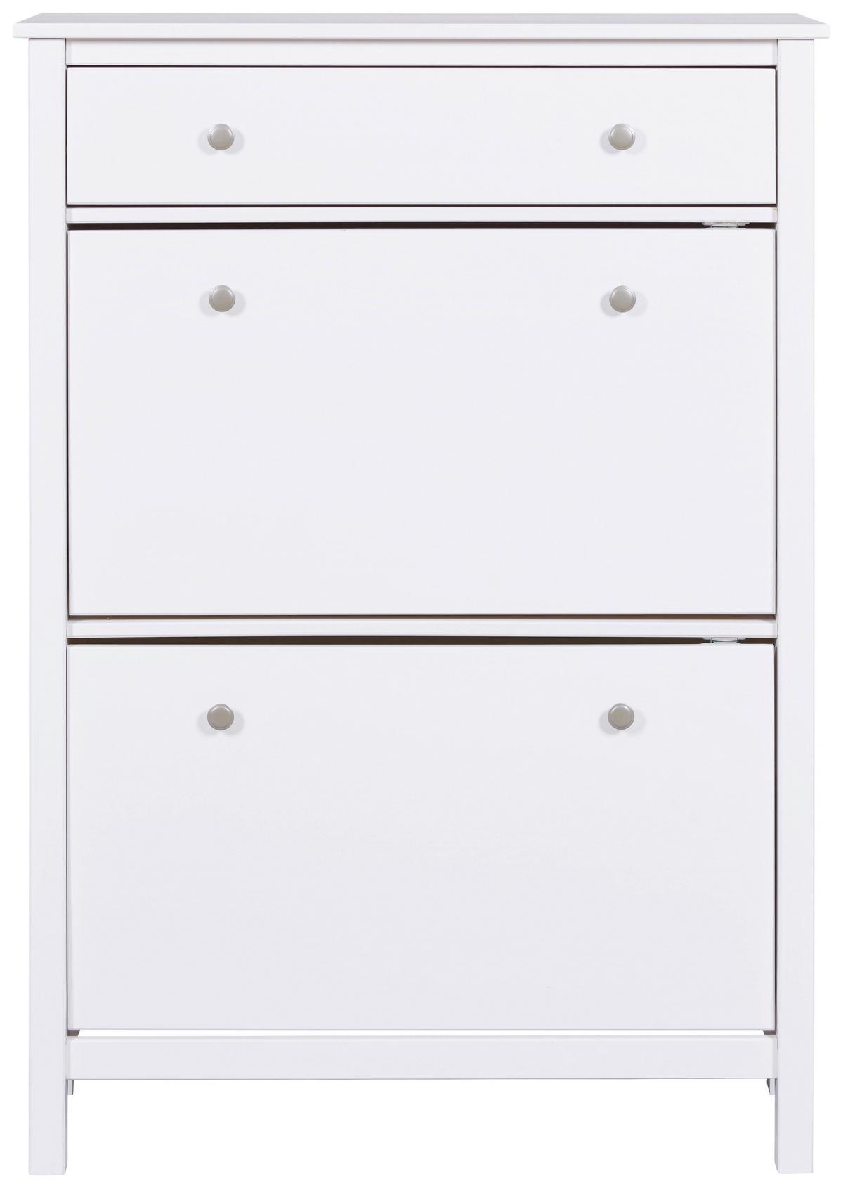 Schuhschrank Chilly Home ca.90x127x30cm Weiß - Silberfarben/Weiß, Design, Holz/Metall (90/127/30cm) - Livetastic